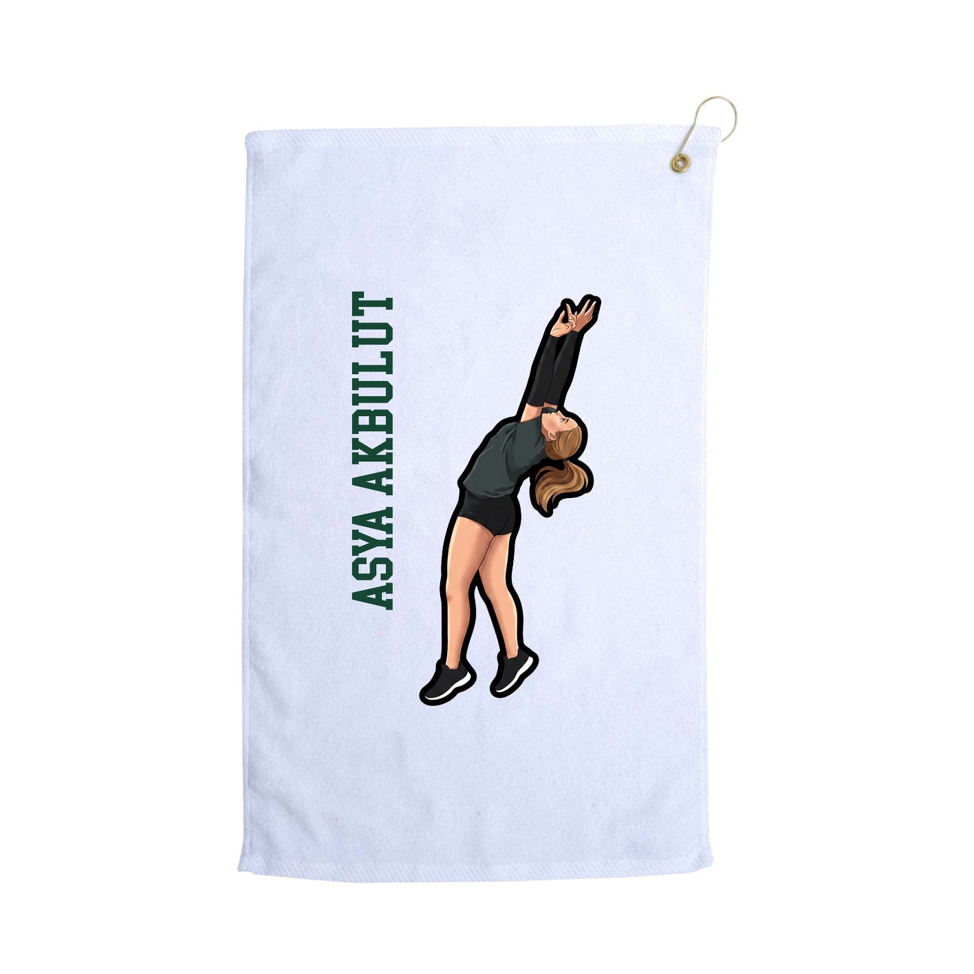 Golf Towel — Name Vertical in White