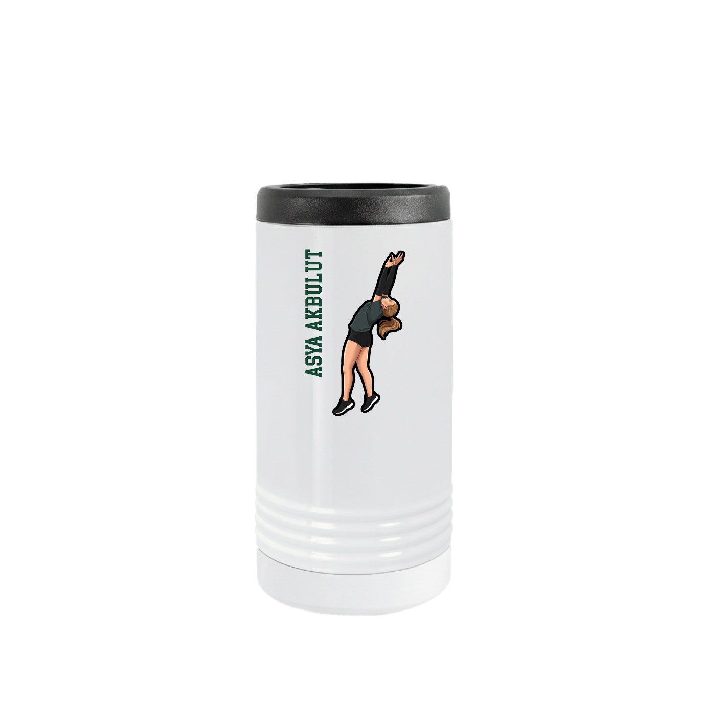 Slim Beverage Holder — Name Vertical in White