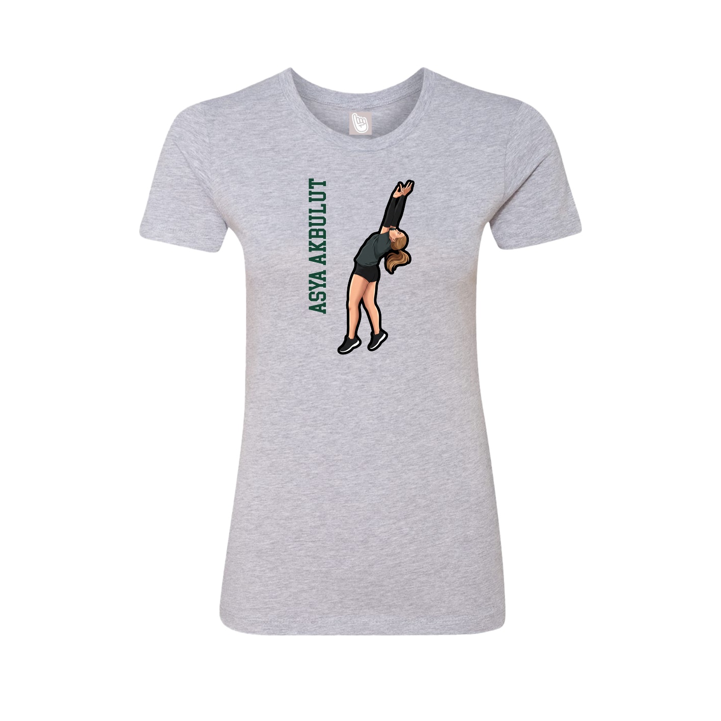 Womens Tee — Name Vertical in Grey