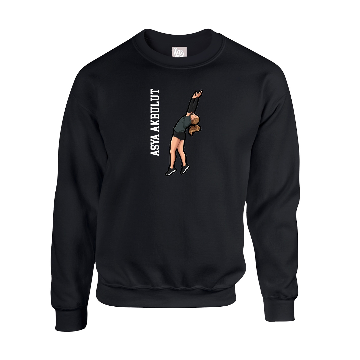 Fleece Crew — Name Vertical in Black