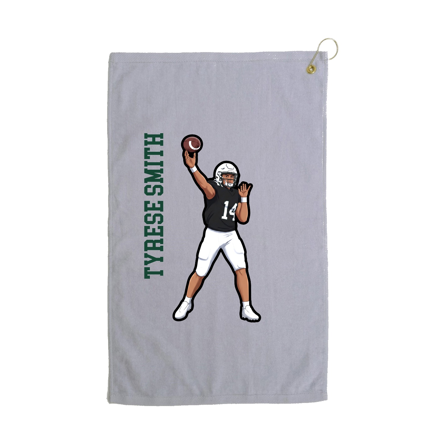 Golf Towel — Name Vertical in Grey