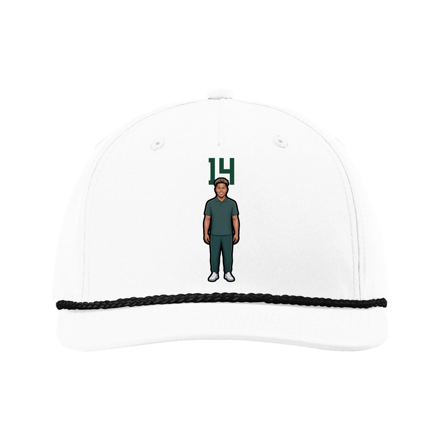Five-Panel Classic Rope Cap — Number Top in White