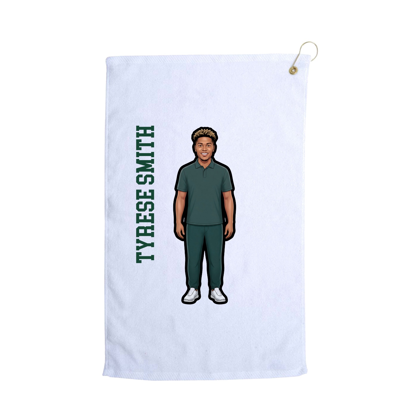 Golf Towel — Name Vertical in White