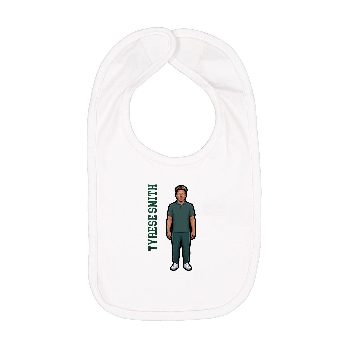 Infant Bib — Name Vertical in White
