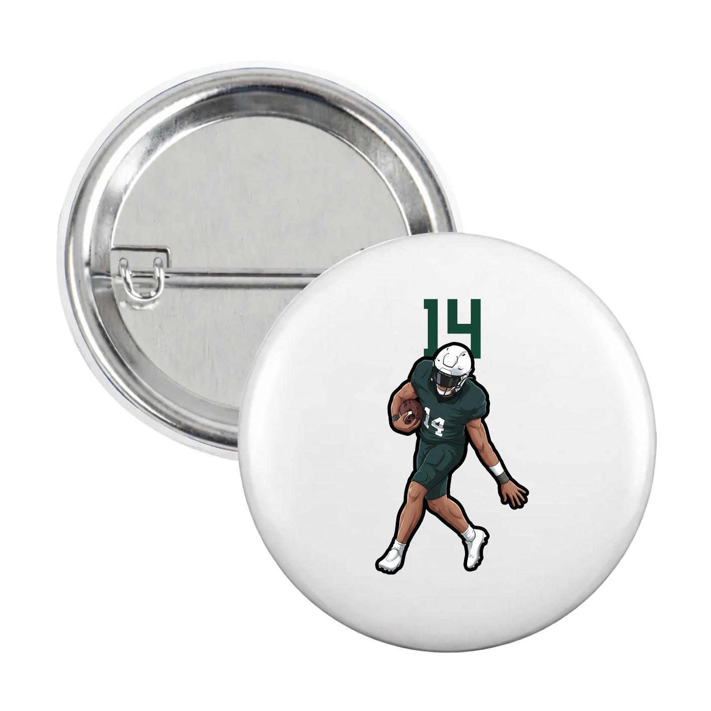 Game Day Button — Number Top in White