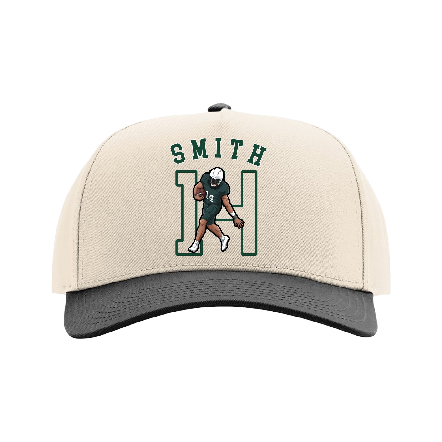 Full Fabric Five-Panel Champ Cap — Shirsey Arch in Cream/Black