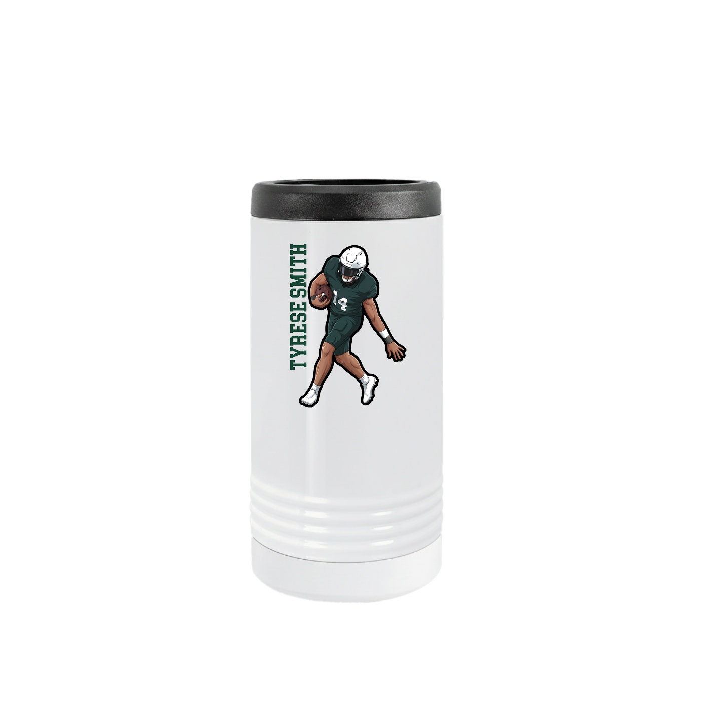 Slim Beverage Holder — Name Vertical in White