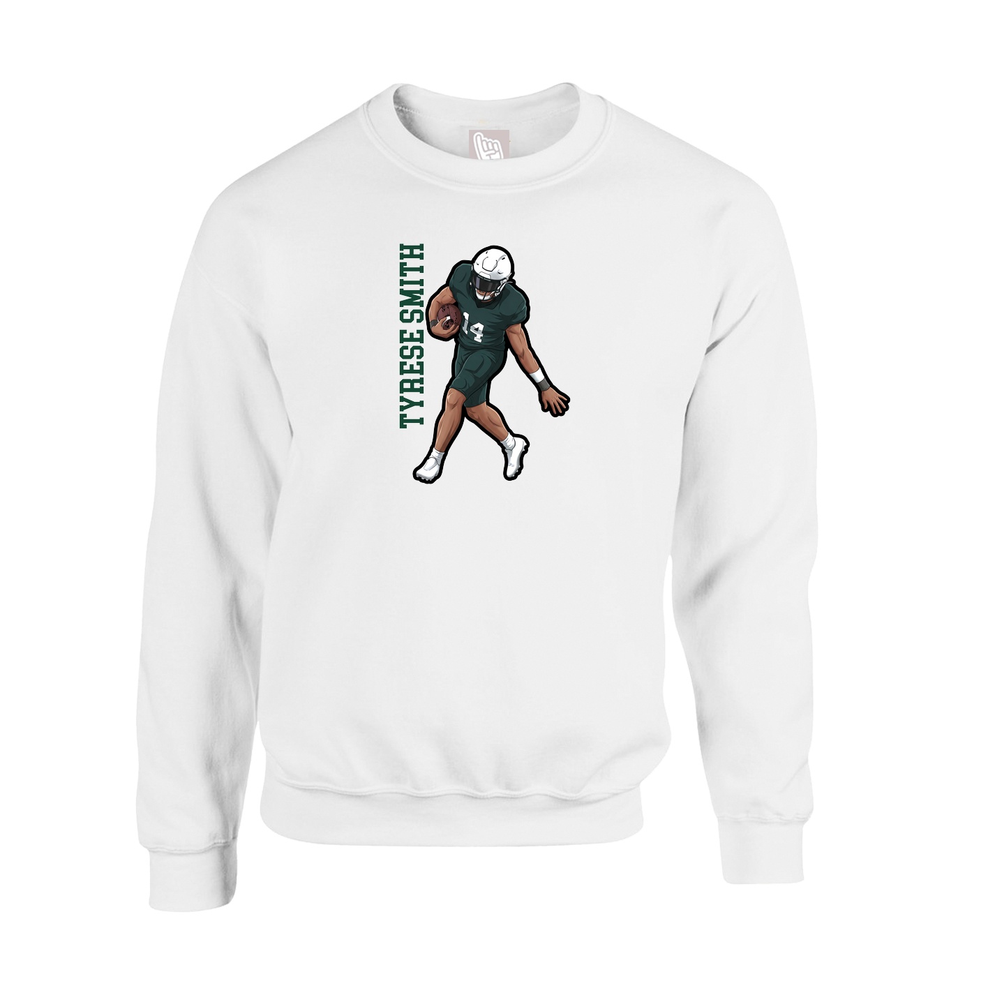 Fleece Crew — Name Vertical in White