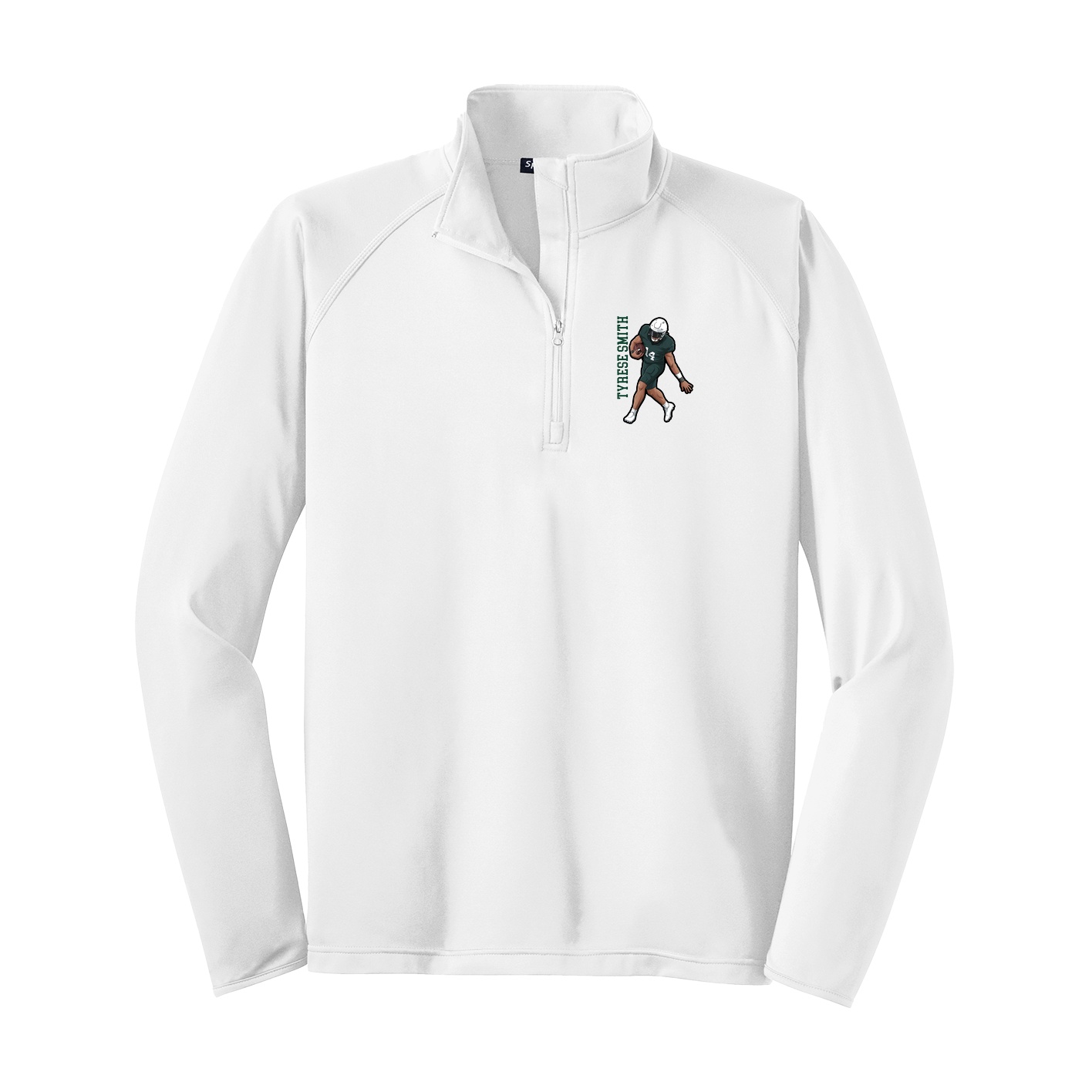 Q-Zip Pullover — Name Vertical in White