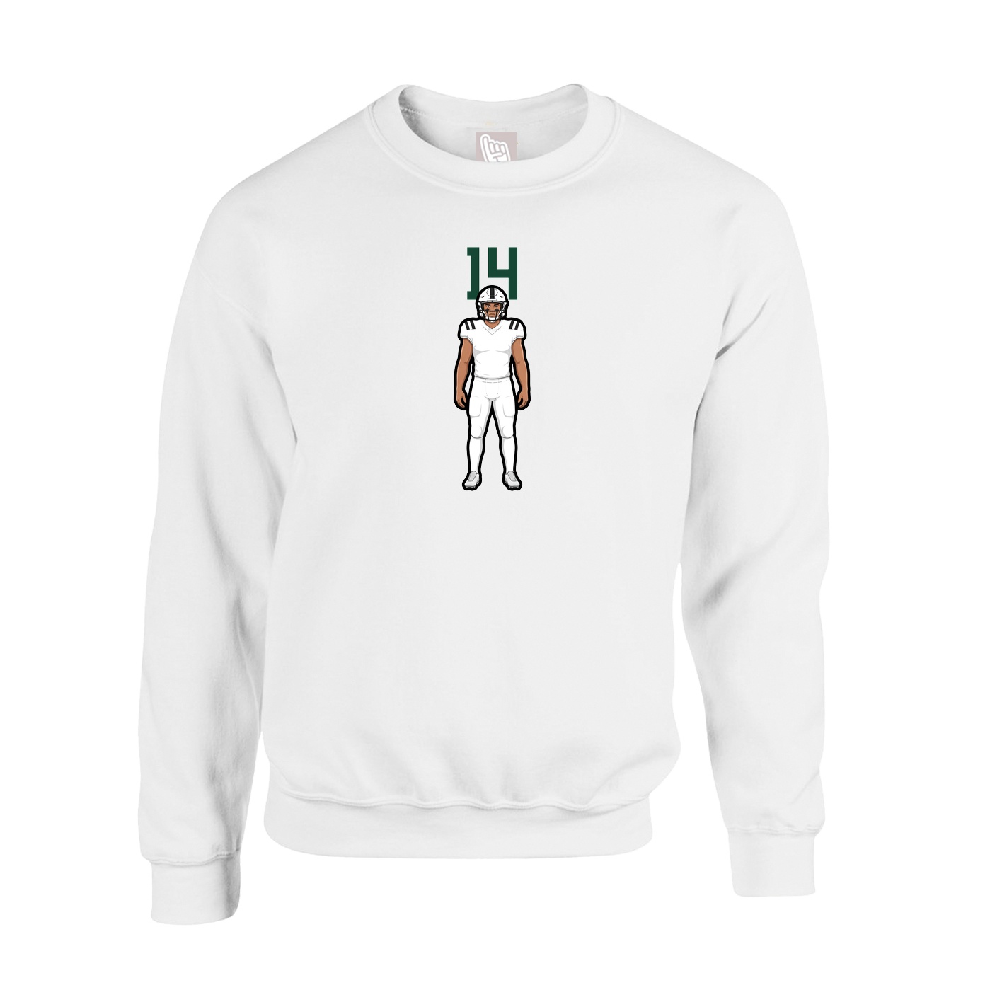 Fleece Crew — Number Top in White