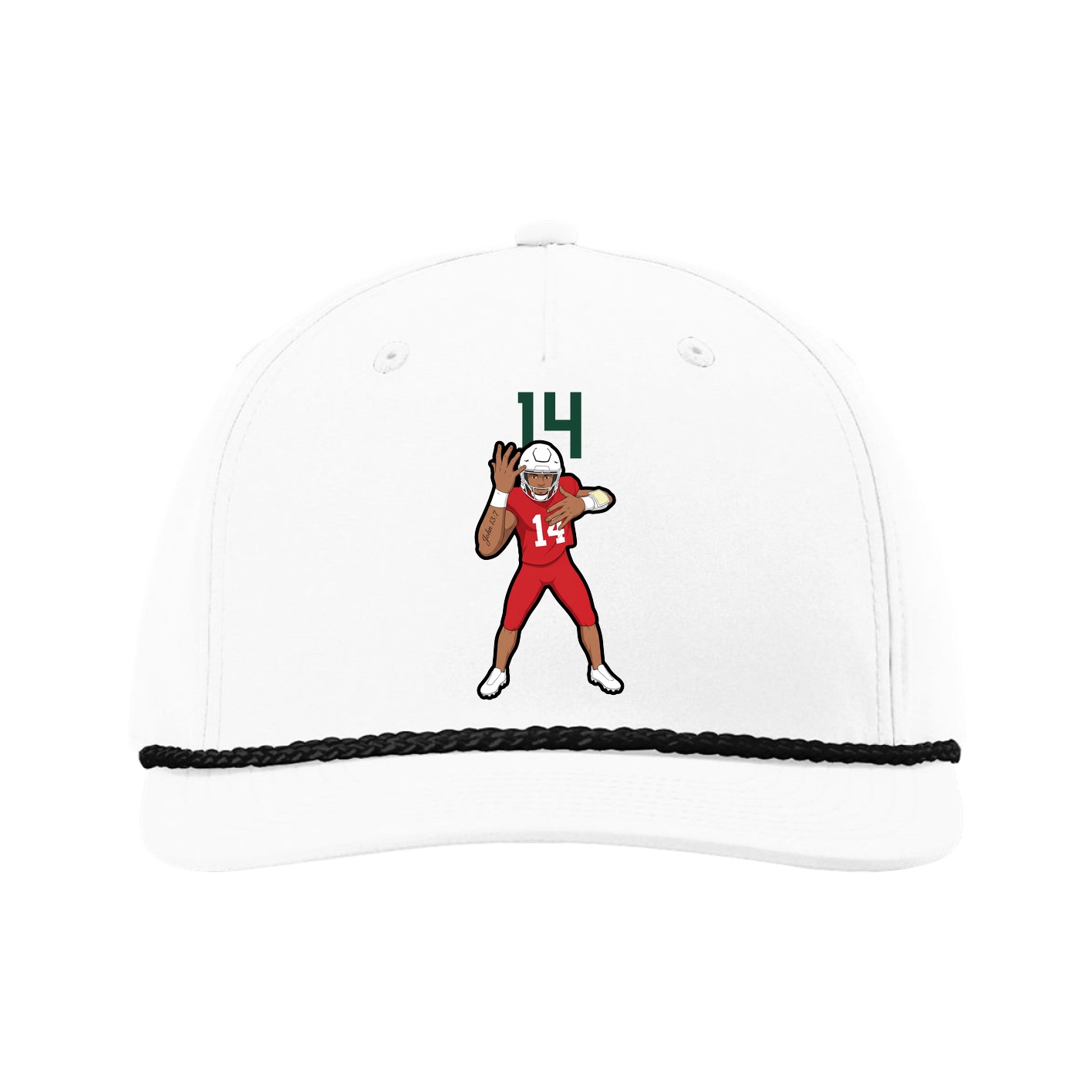 Five-Panel Classic Rope Cap — Number Top in White