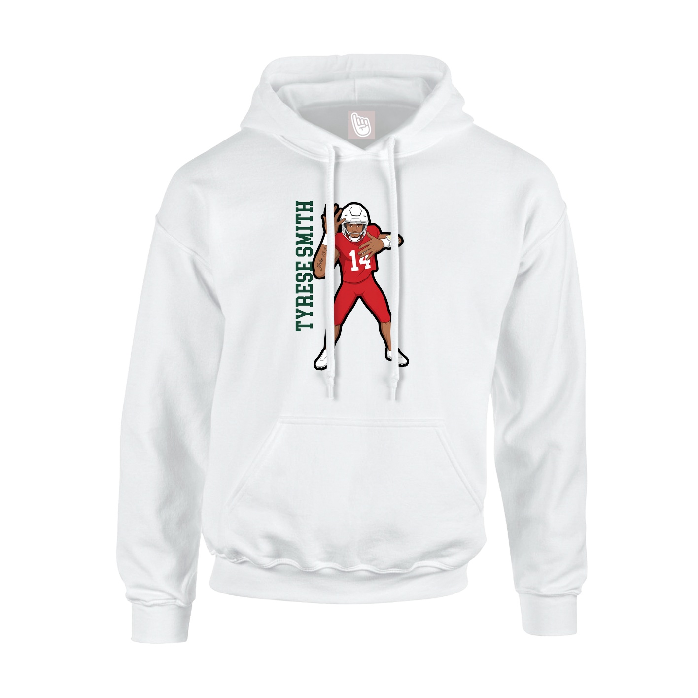 Youth Hoodie — Name Vertical in White