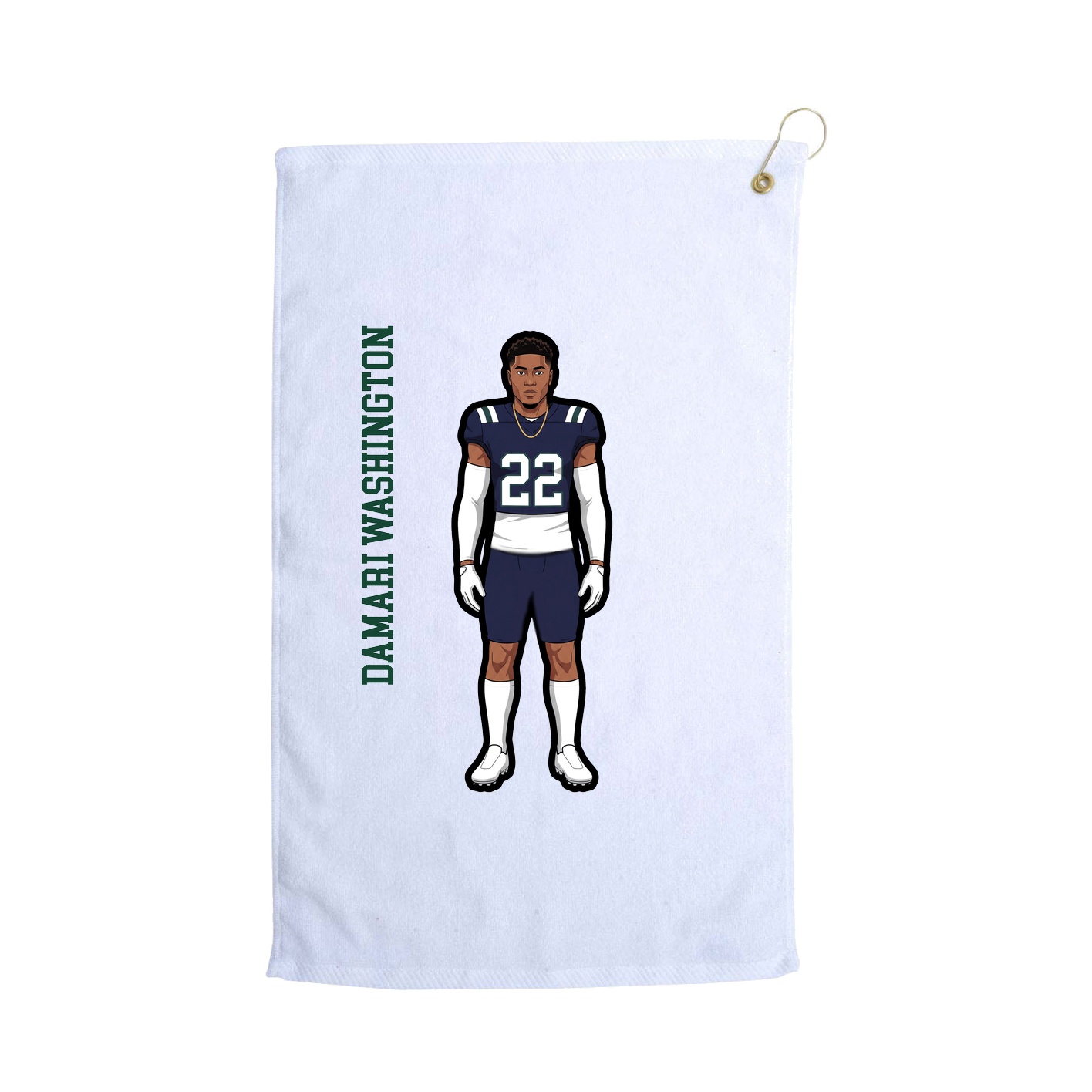Golf Towel — Name Vertical in White