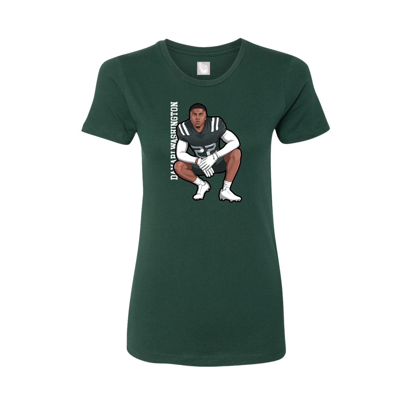 Womens Tee — Name Vertical in Green