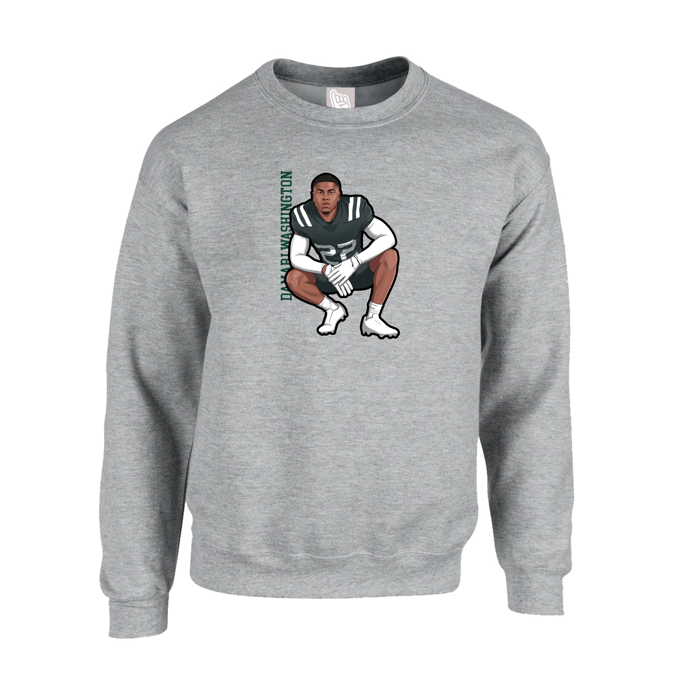Fleece Crew — Name Vertical in Grey