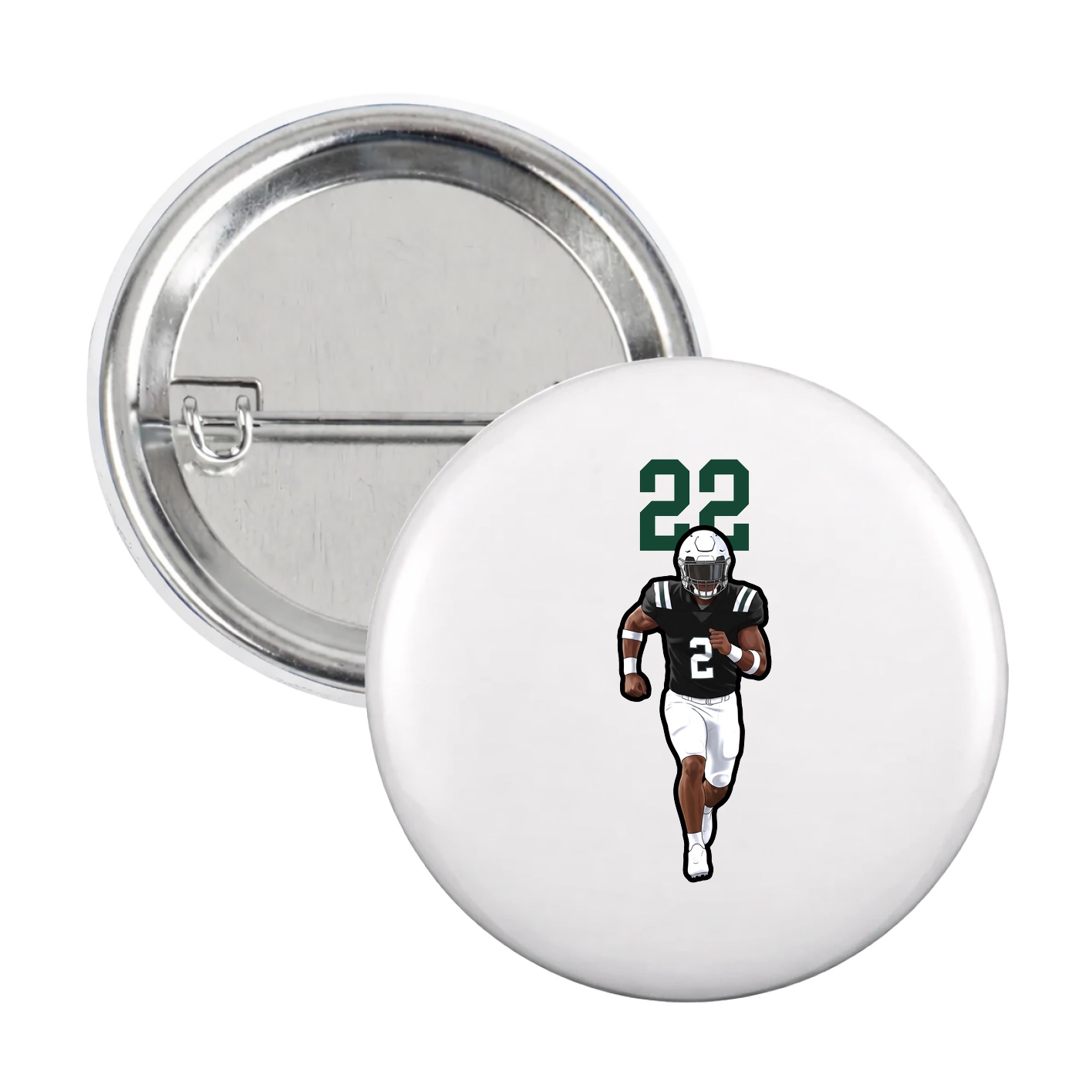 Game Day Button — Number Top in White