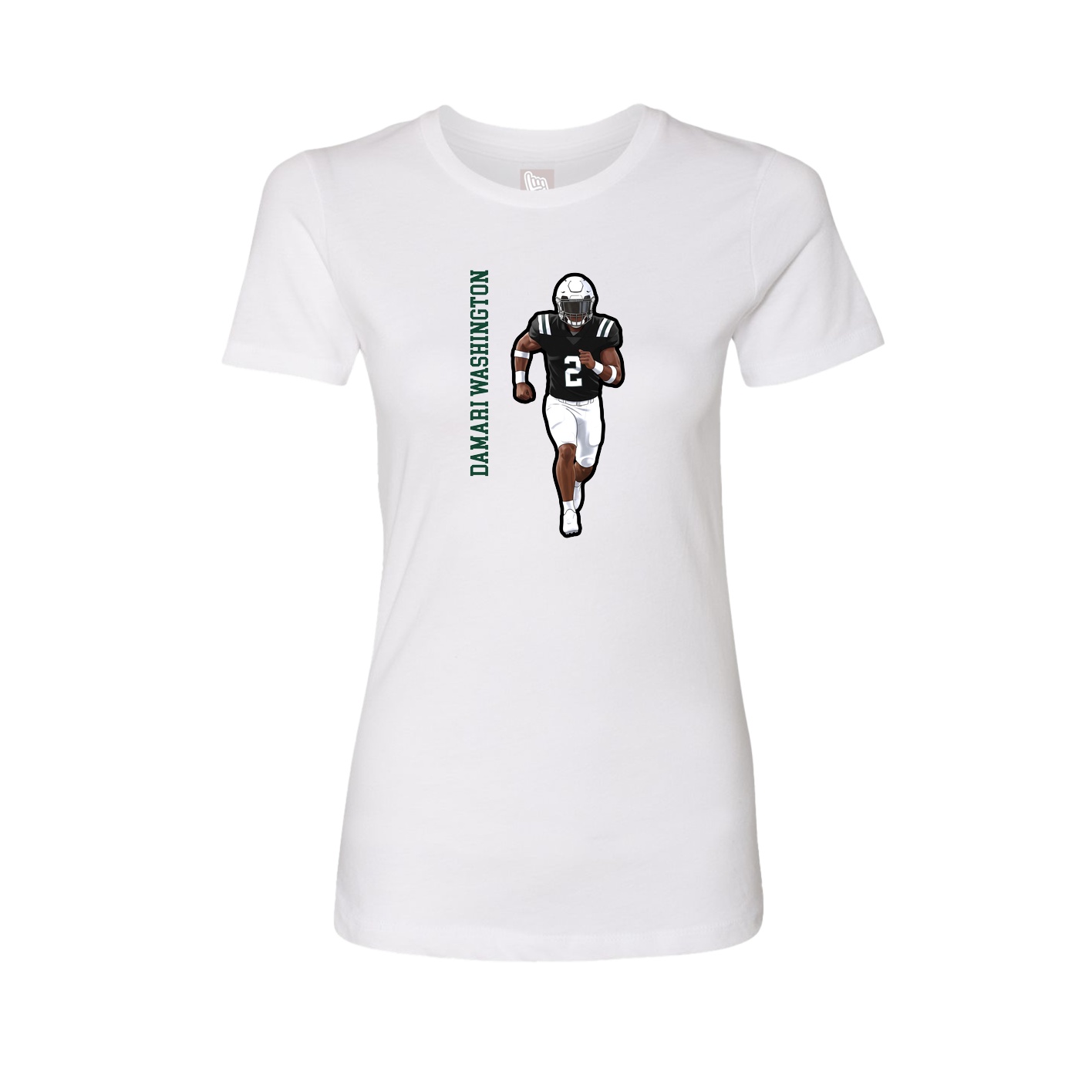 Womens Tee — Name Vertical in White