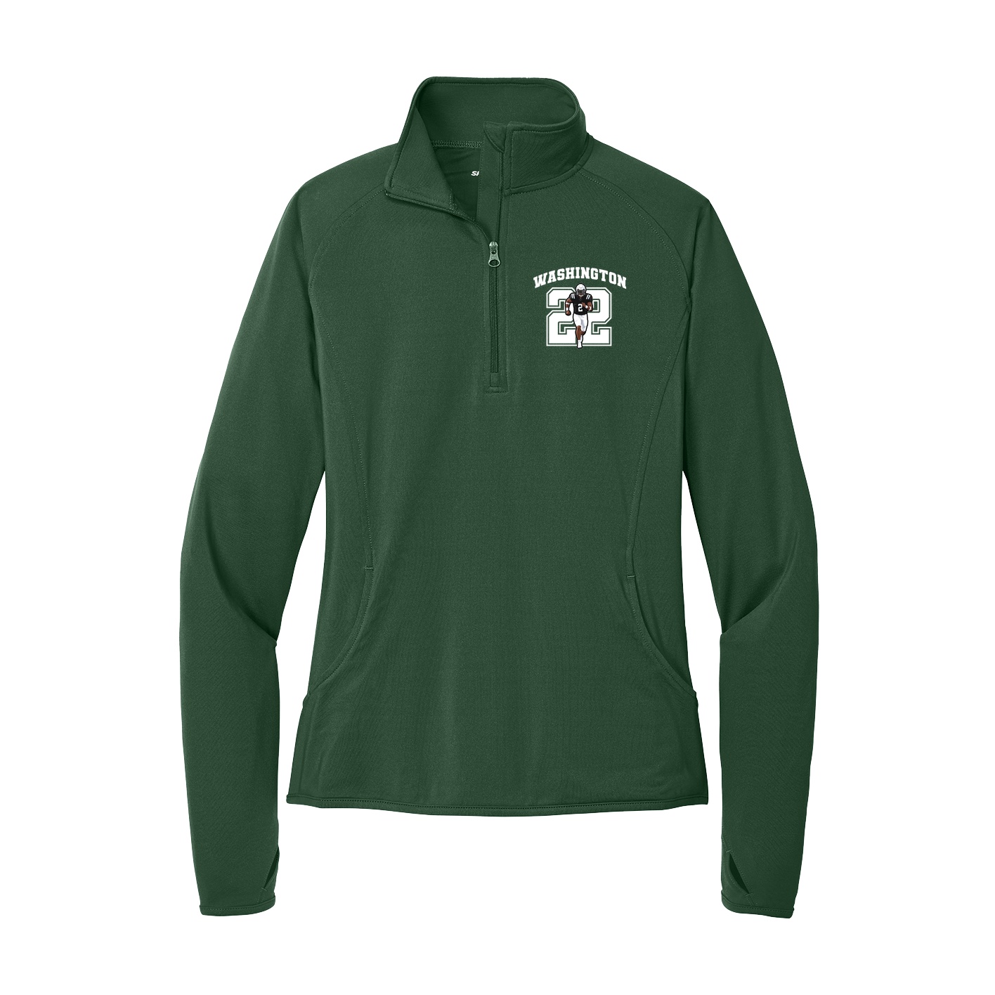 Women's Q-Zip Pullover — Number in Green