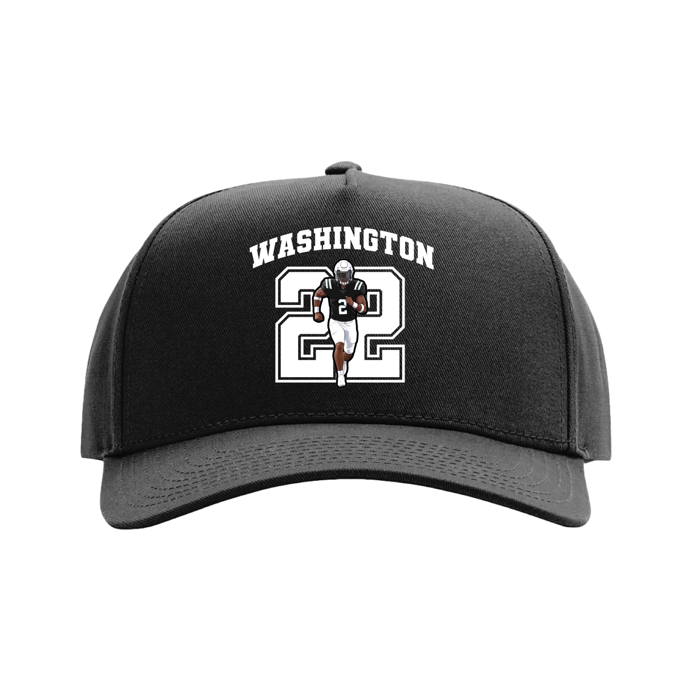 Full Fabric Five-Panel Champ Cap — Number in Black