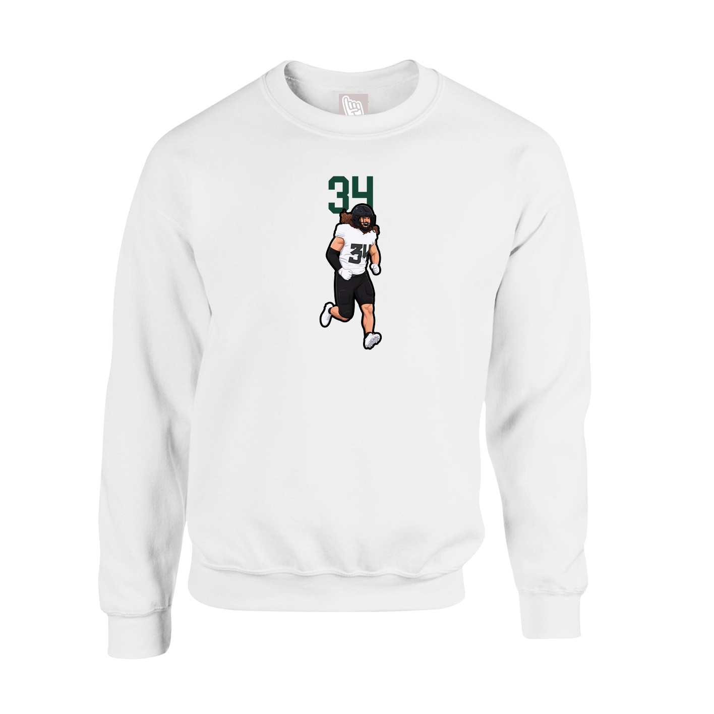 Fleece Crew — Number Top in White