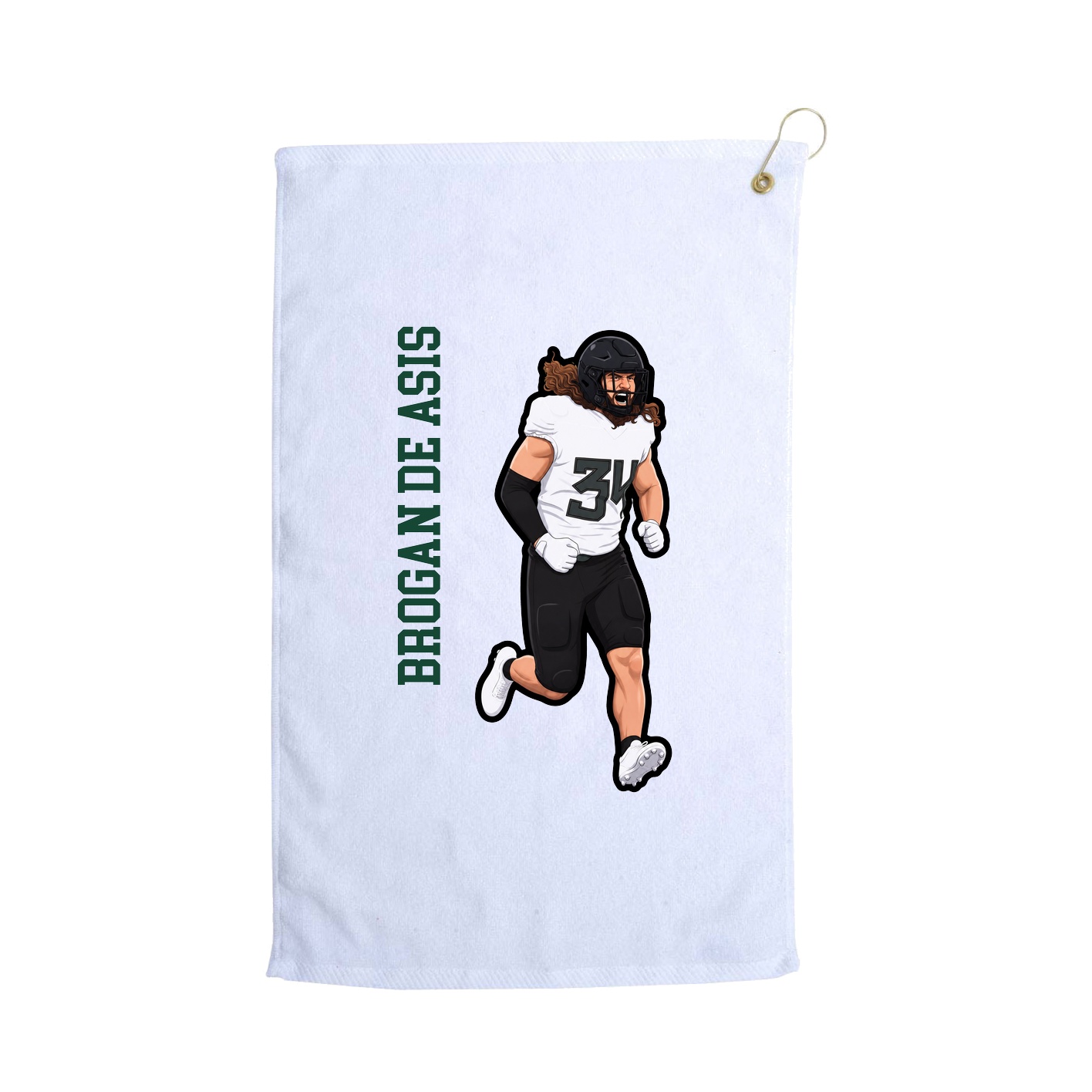 Golf Towel — Name Vertical in White