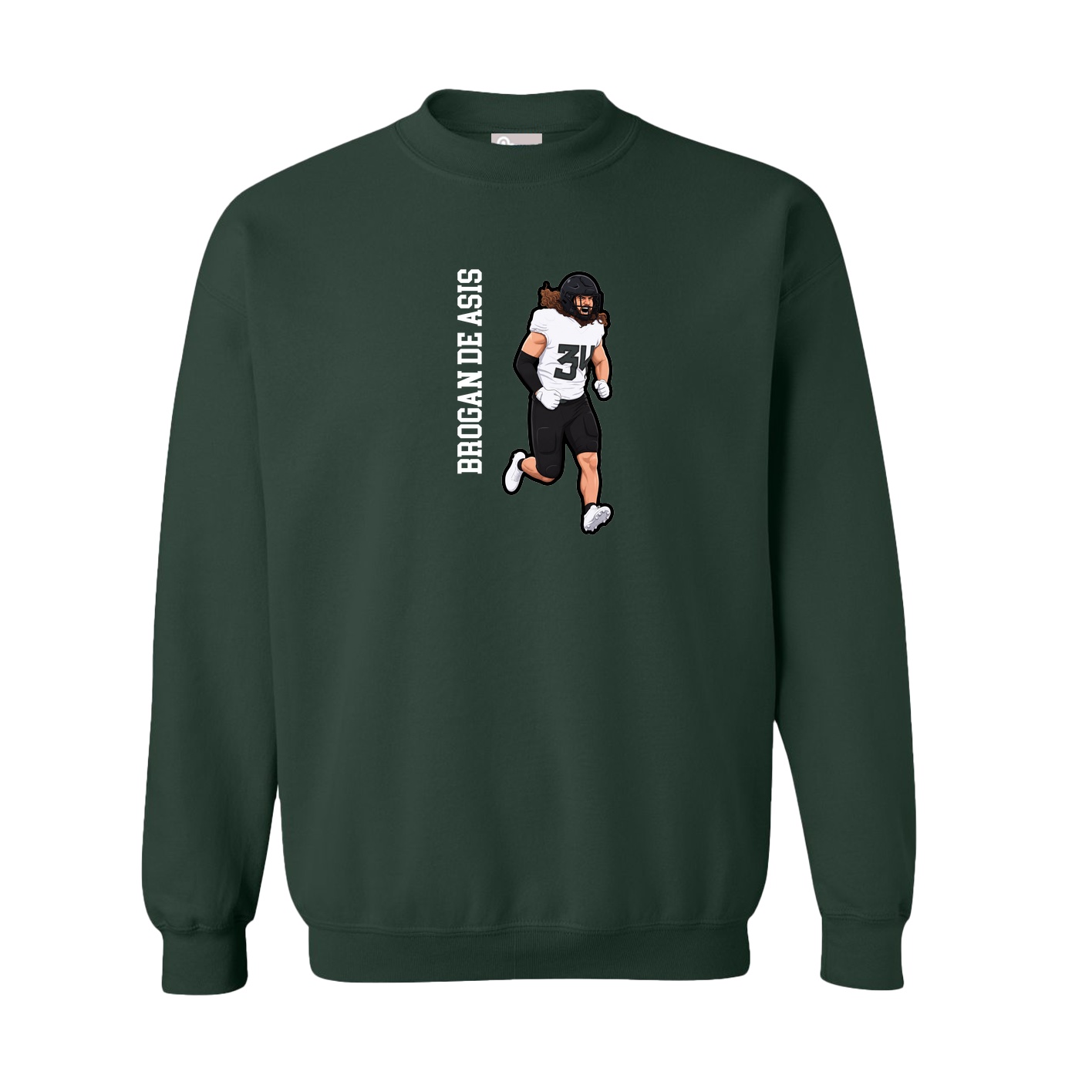 Fleece Crew — Name Vertical in Green