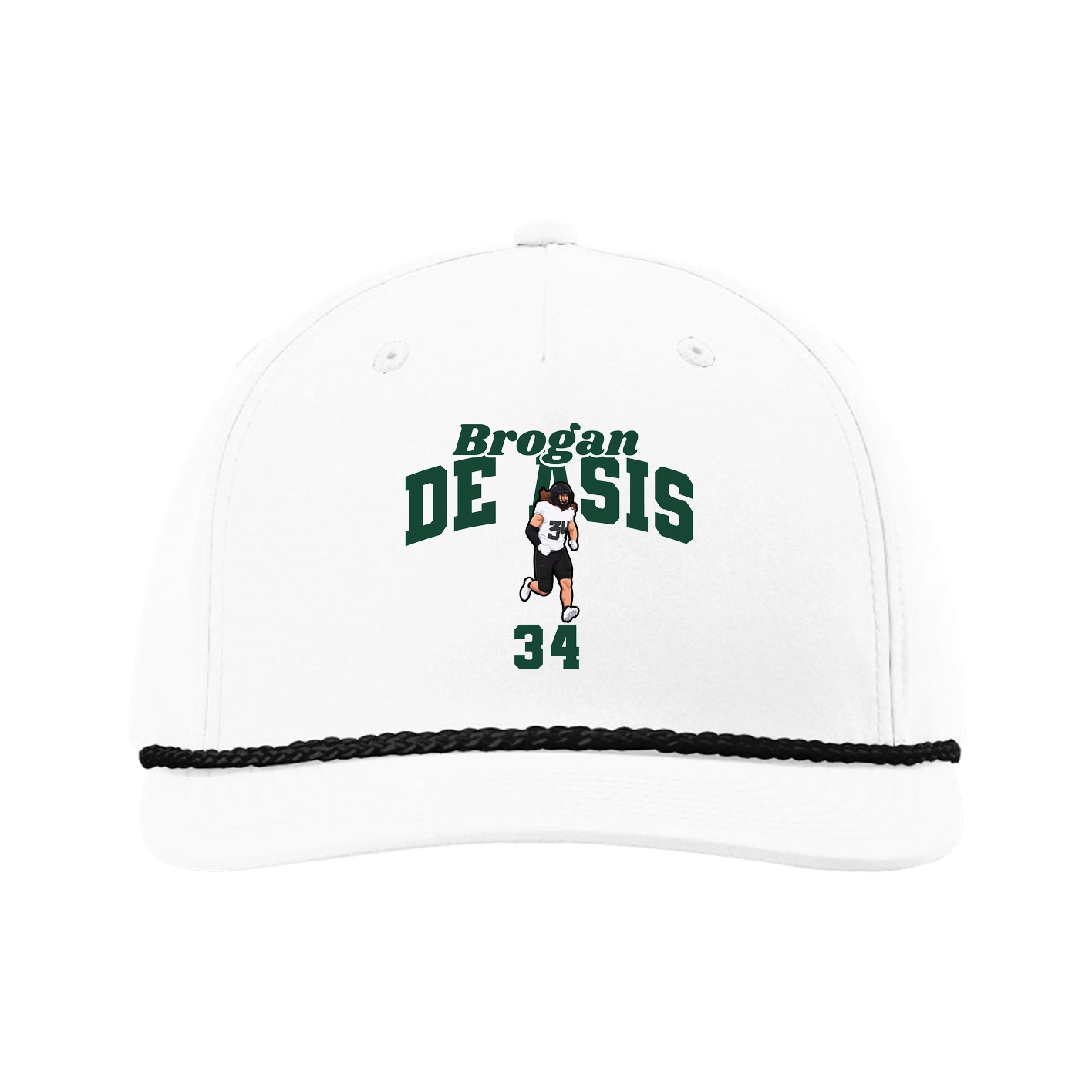 Five-Panel Classic Rope Cap — Signature Arch in White