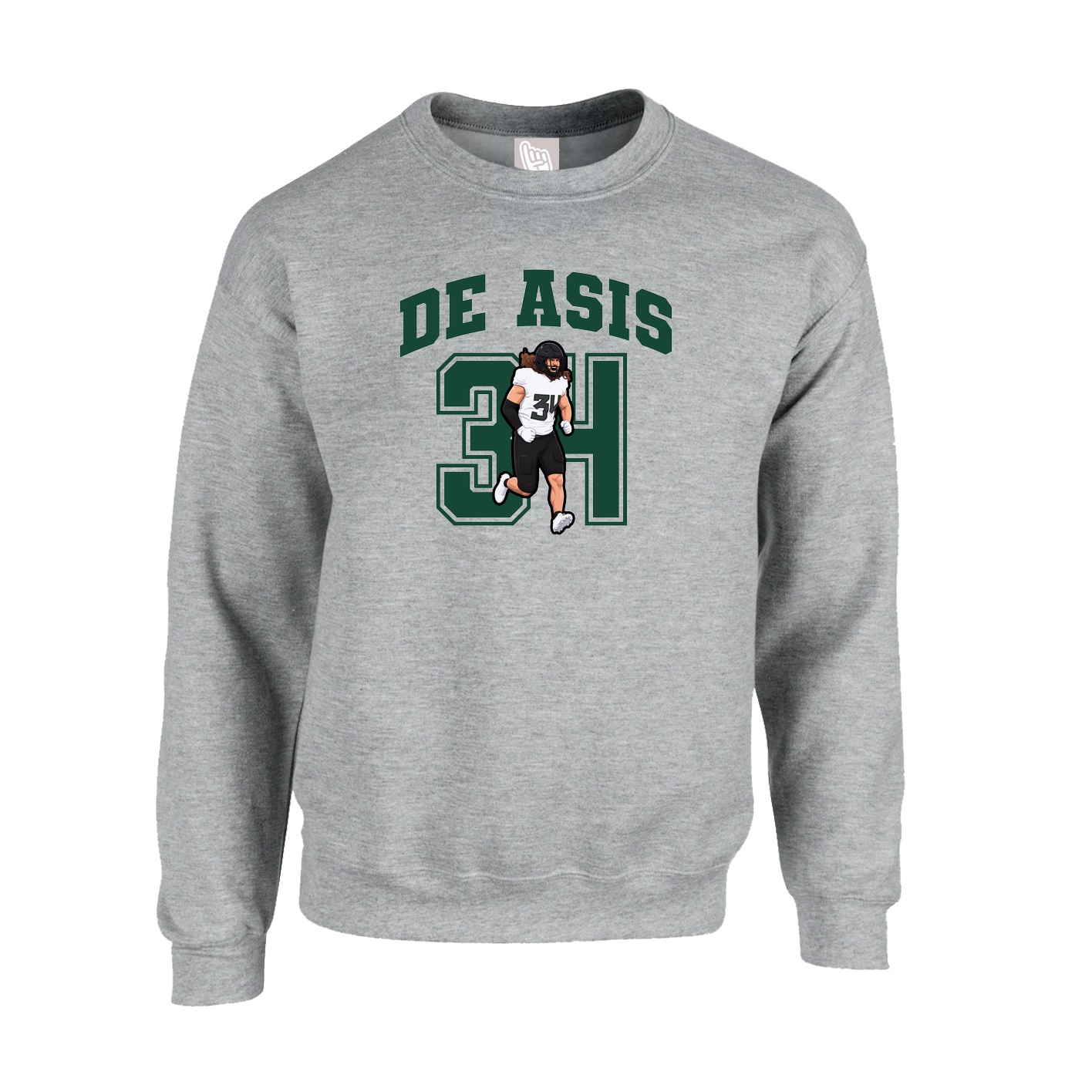 Fleece Crew — Number in Grey