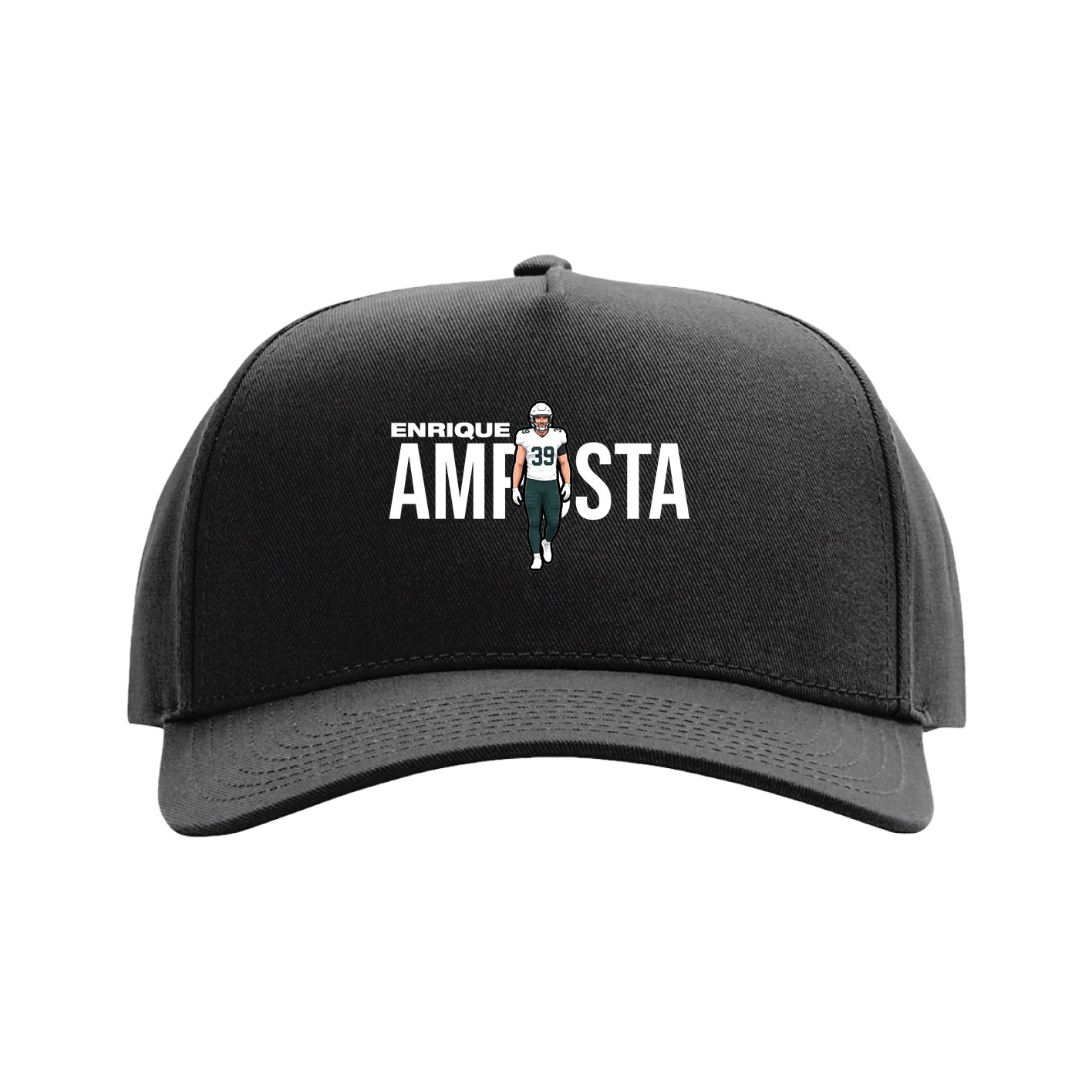 Full Fabric Five-Panel Champ Cap — Player Name in Black