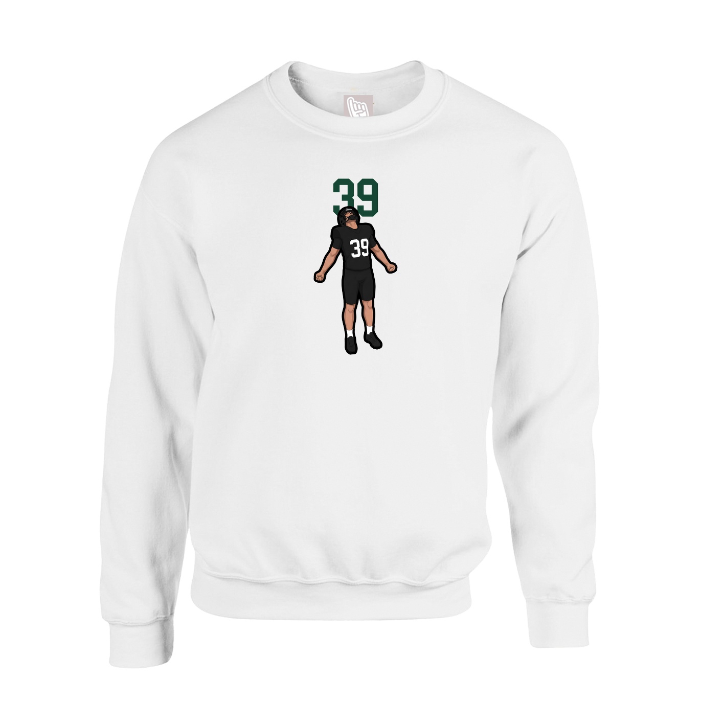 Fleece Crew — Number Top in White