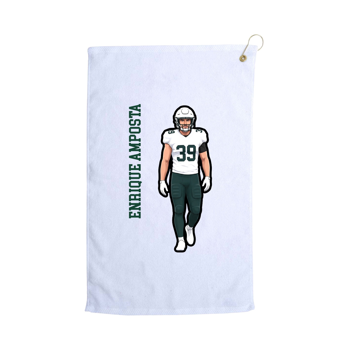Golf Towel — Name Vertical in White
