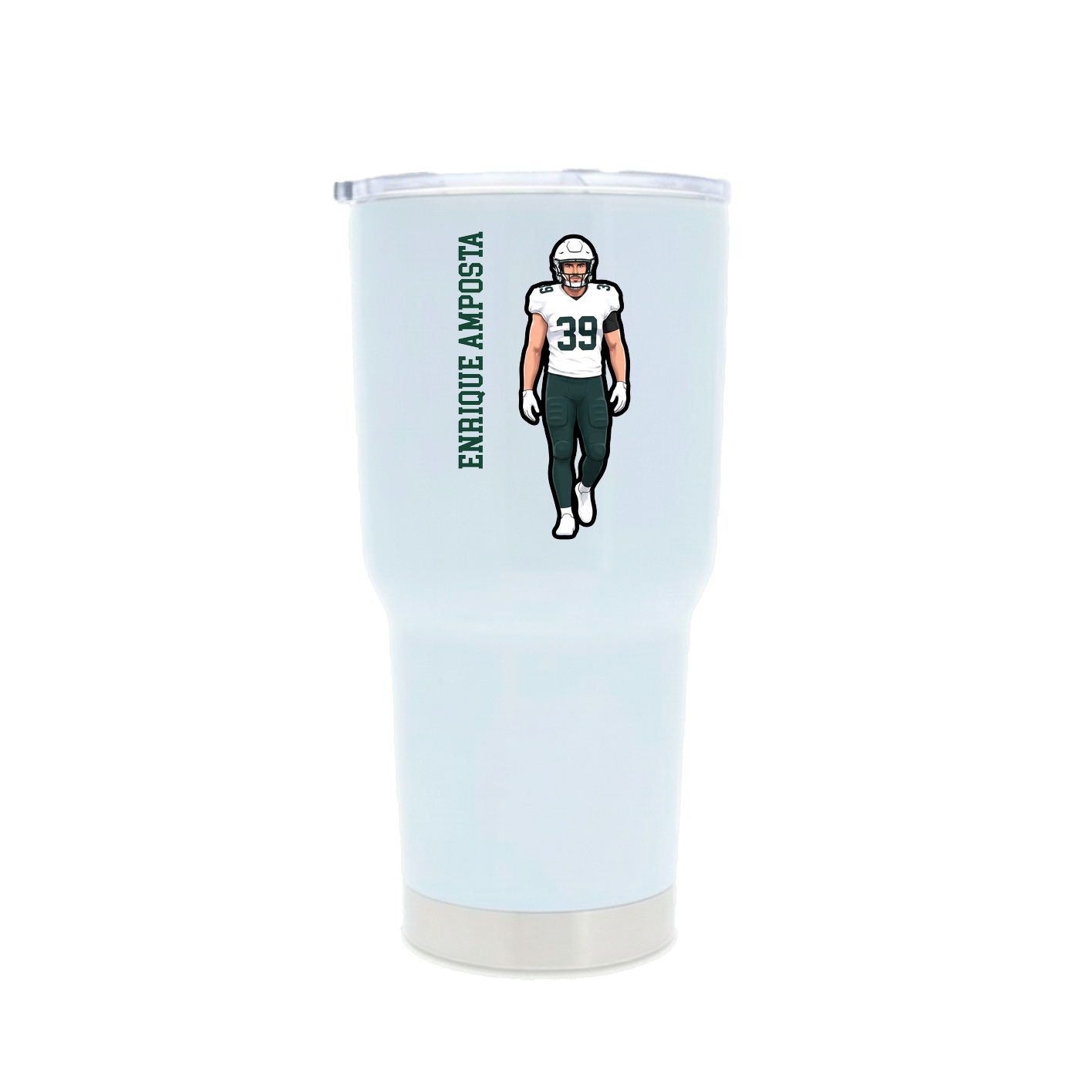 30oz Stainless Steel Tumbler — Name Vertical in White