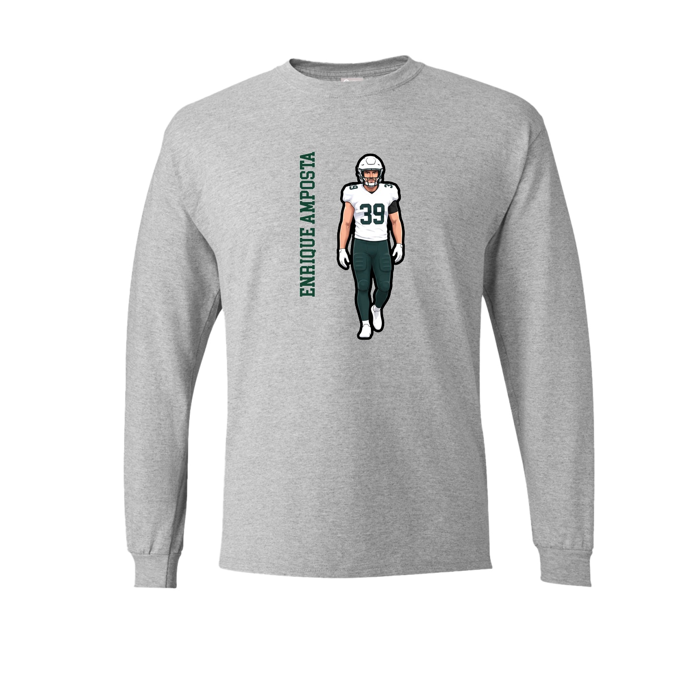 Long Sleeve Tee — Name Vertical in Grey