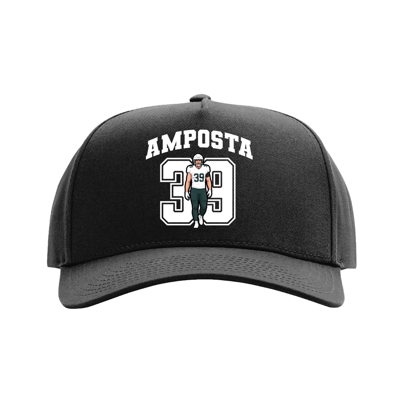 Full Fabric Five-Panel Champ Cap — Number in Black
