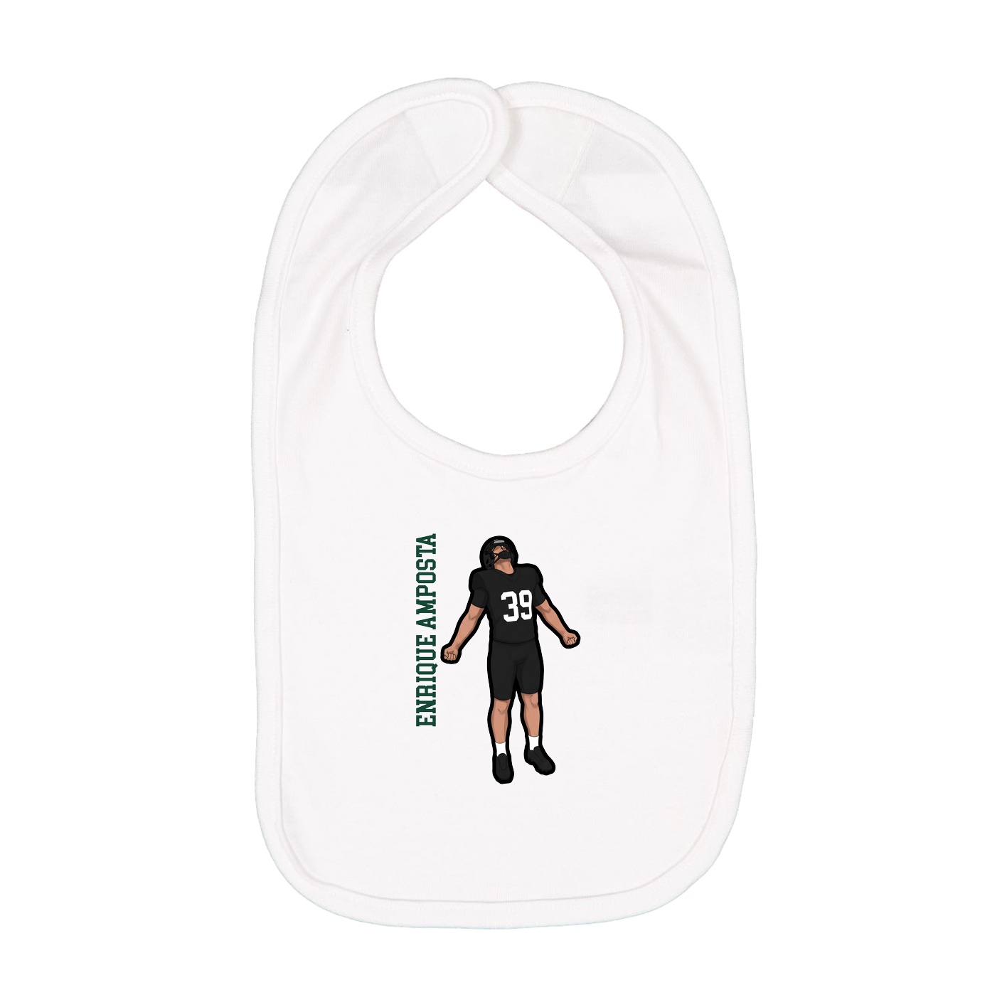 Infant Bib — Name Vertical in White