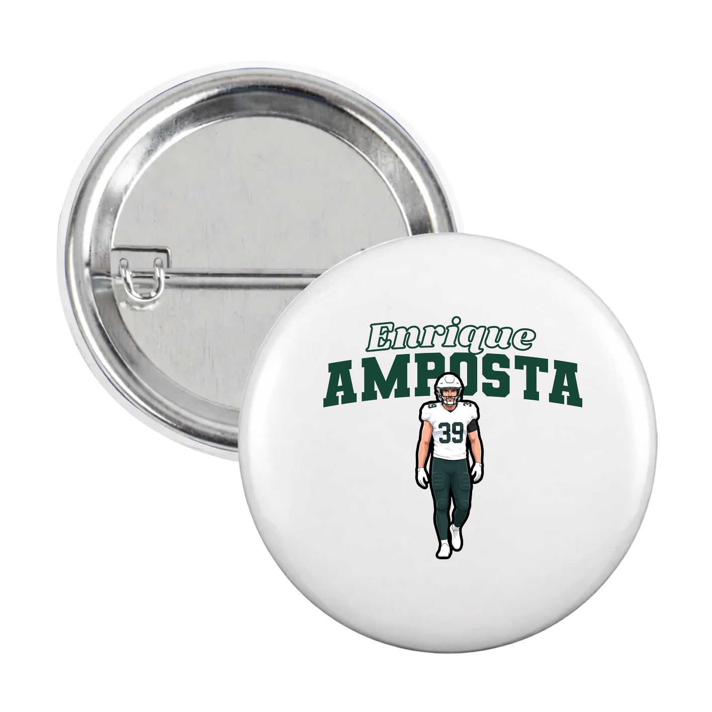 Game Day Button — Name Arch in White
