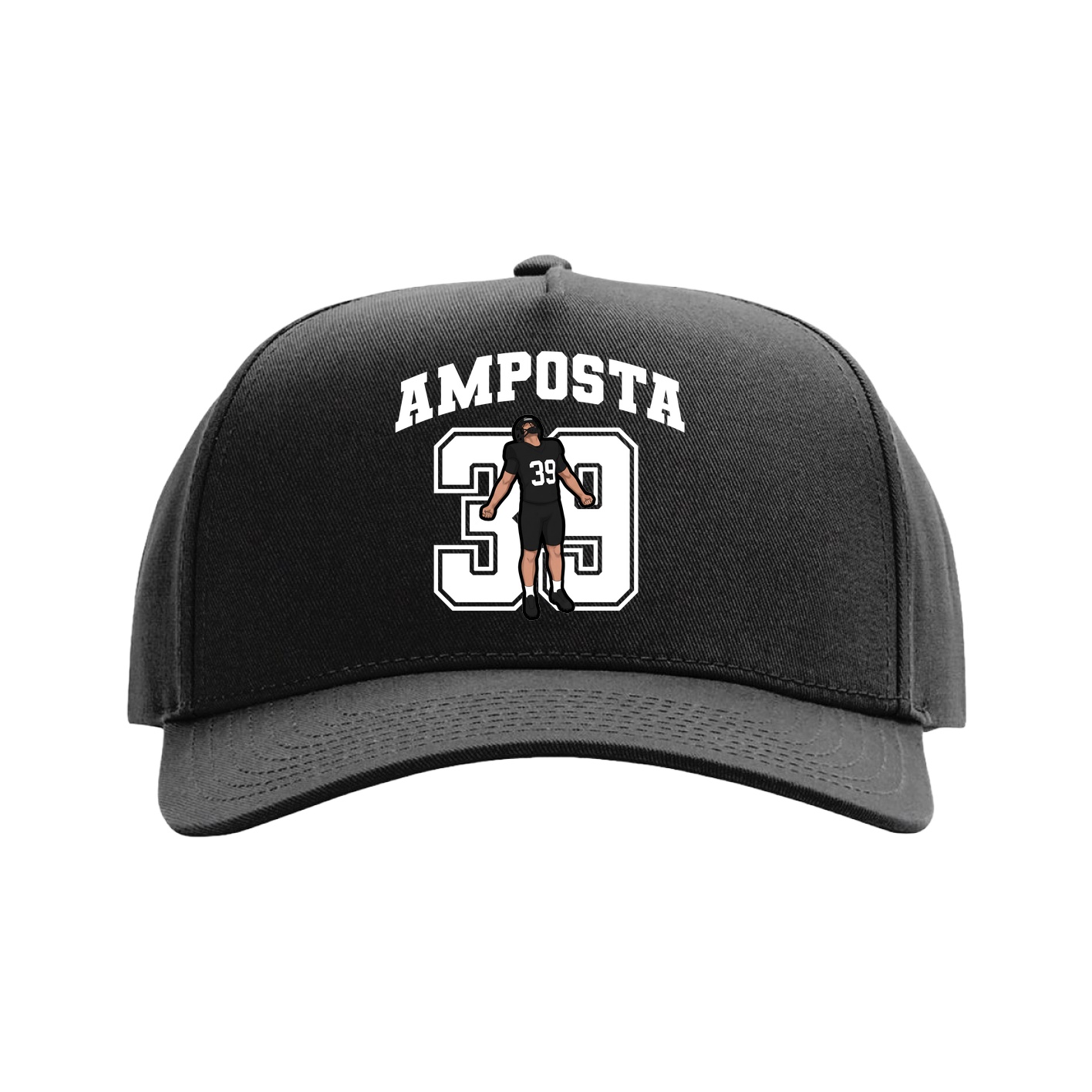 Full Fabric Five-Panel Champ Cap — Number in Black