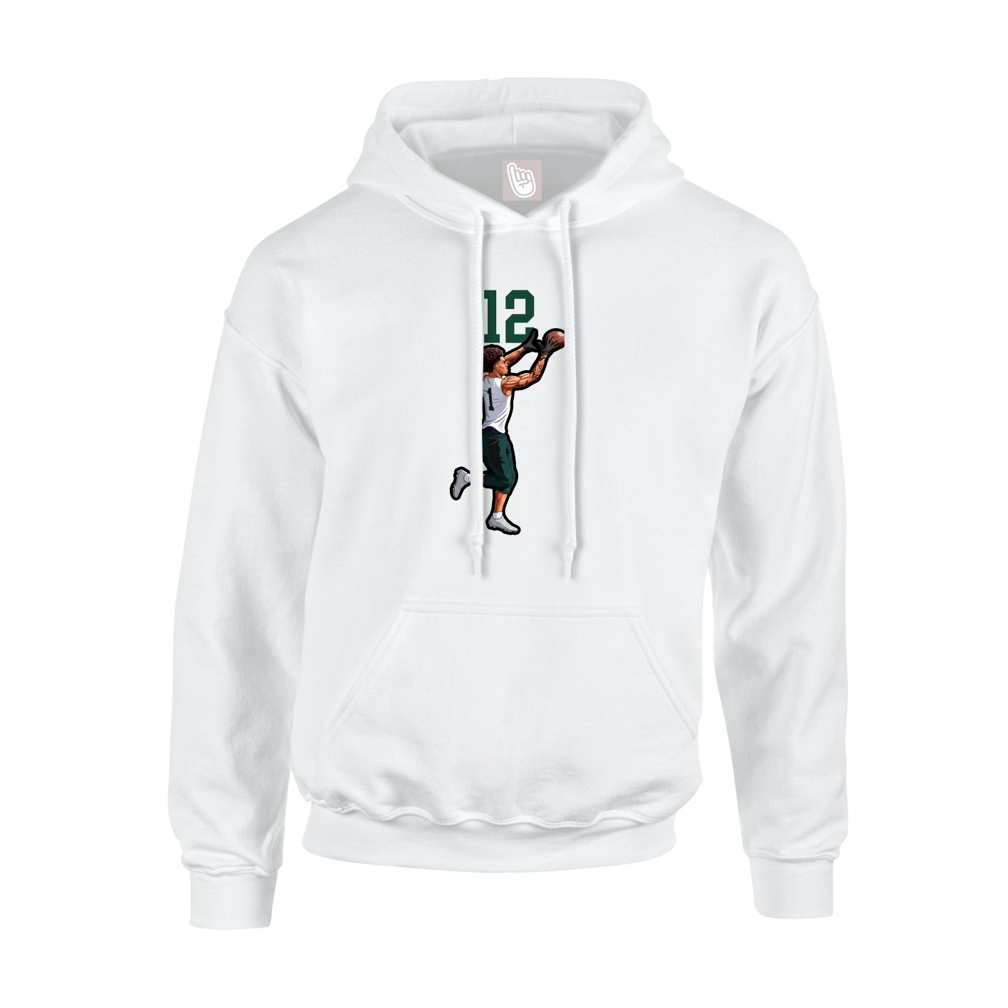 Youth Hoodie — Number Top in White