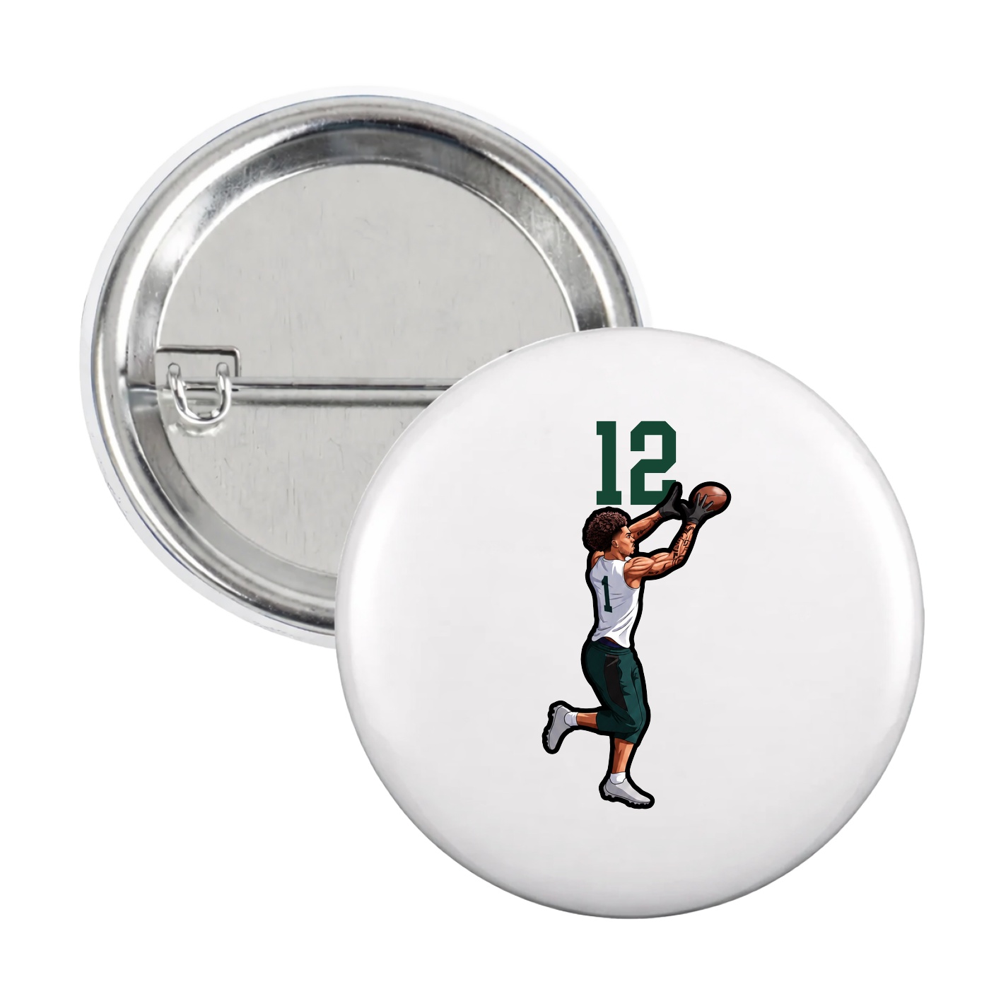 Game Day Button — Number Top in White