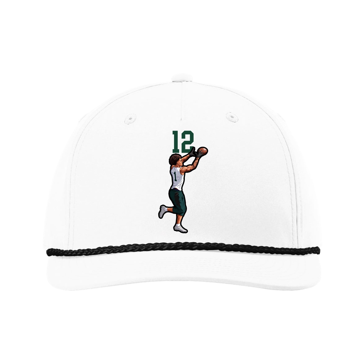 Five-Panel Classic Rope Cap — Number Top in White