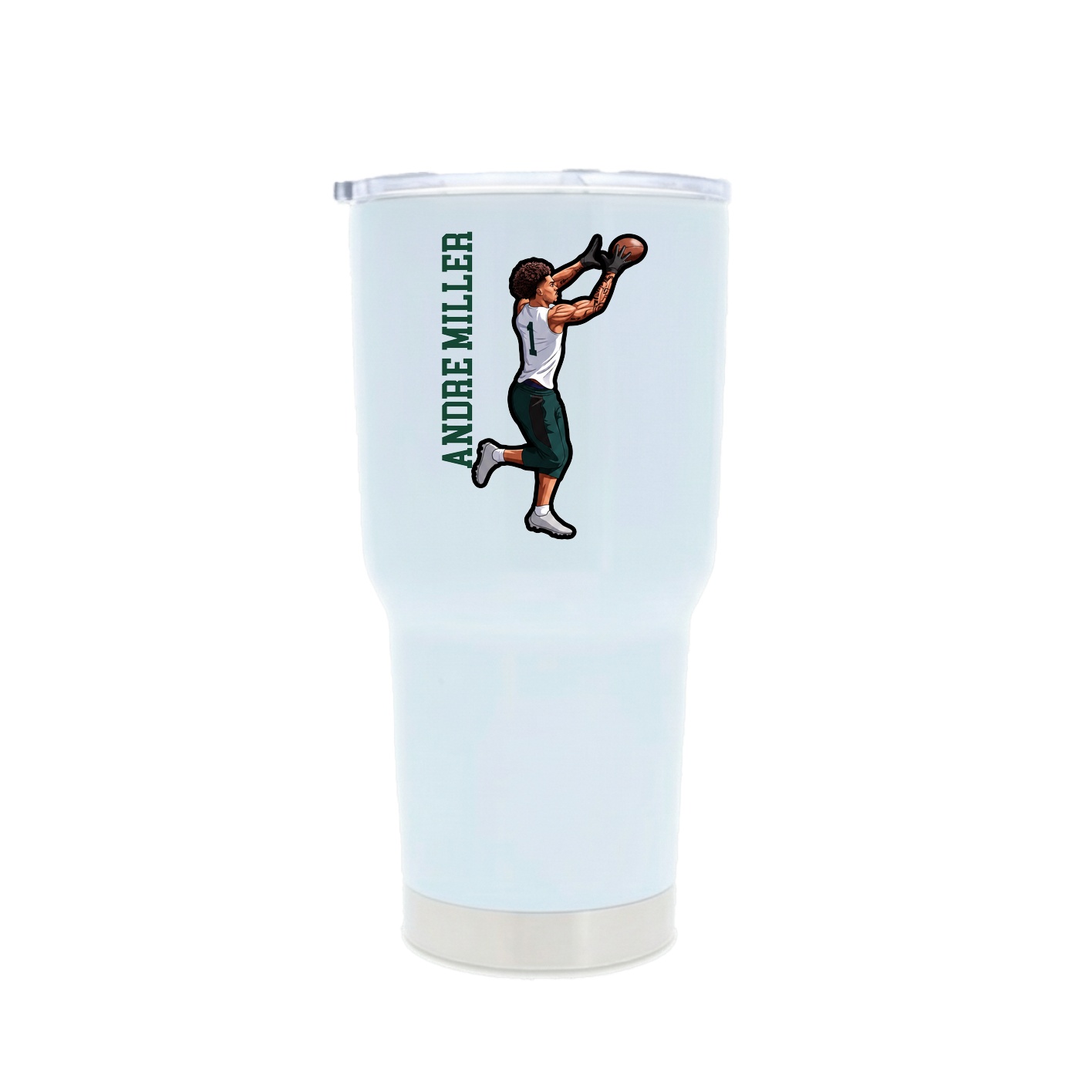 30oz Stainless Steel Tumbler — Name Vertical in White