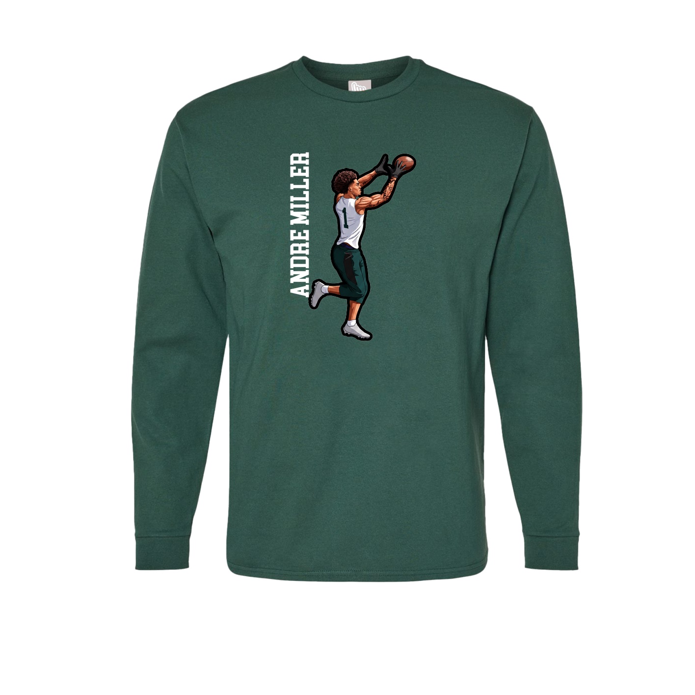Long Sleeve Tee — Name Vertical in Green