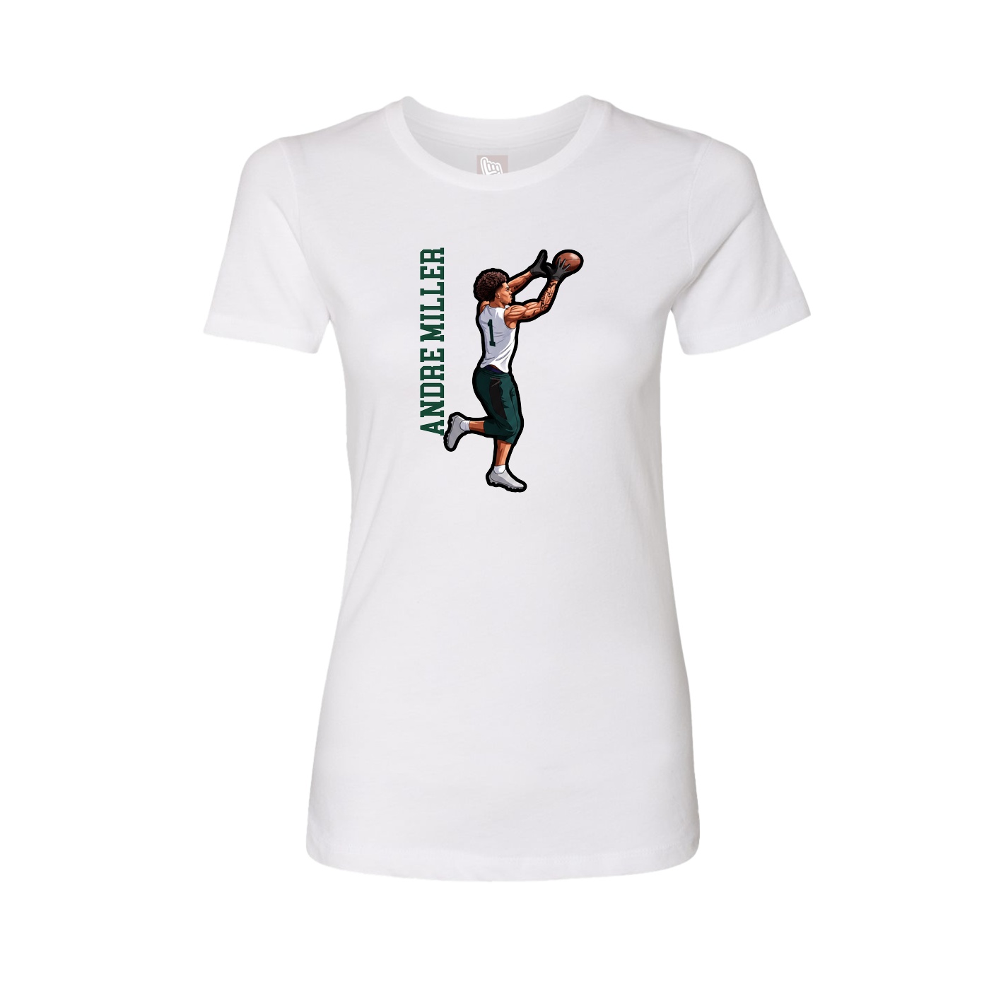 Fitted Women's Tee — Name Vertical in White