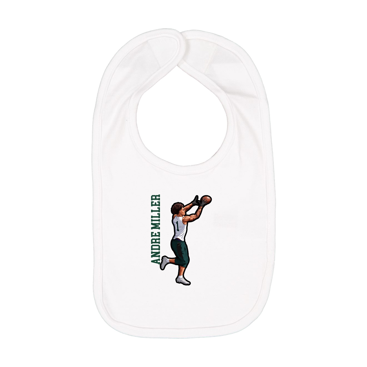 Infant Bib — Name Vertical in White