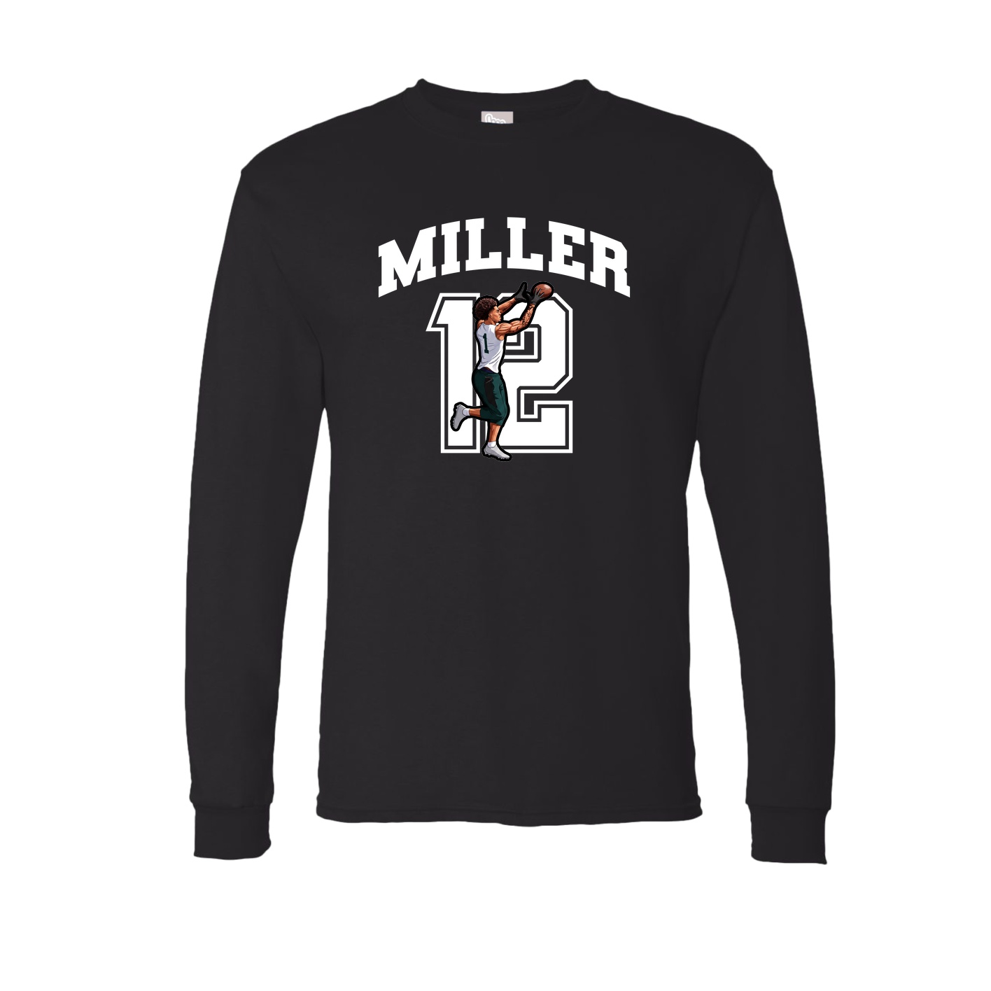 Long Sleeve Tee — Number in Black