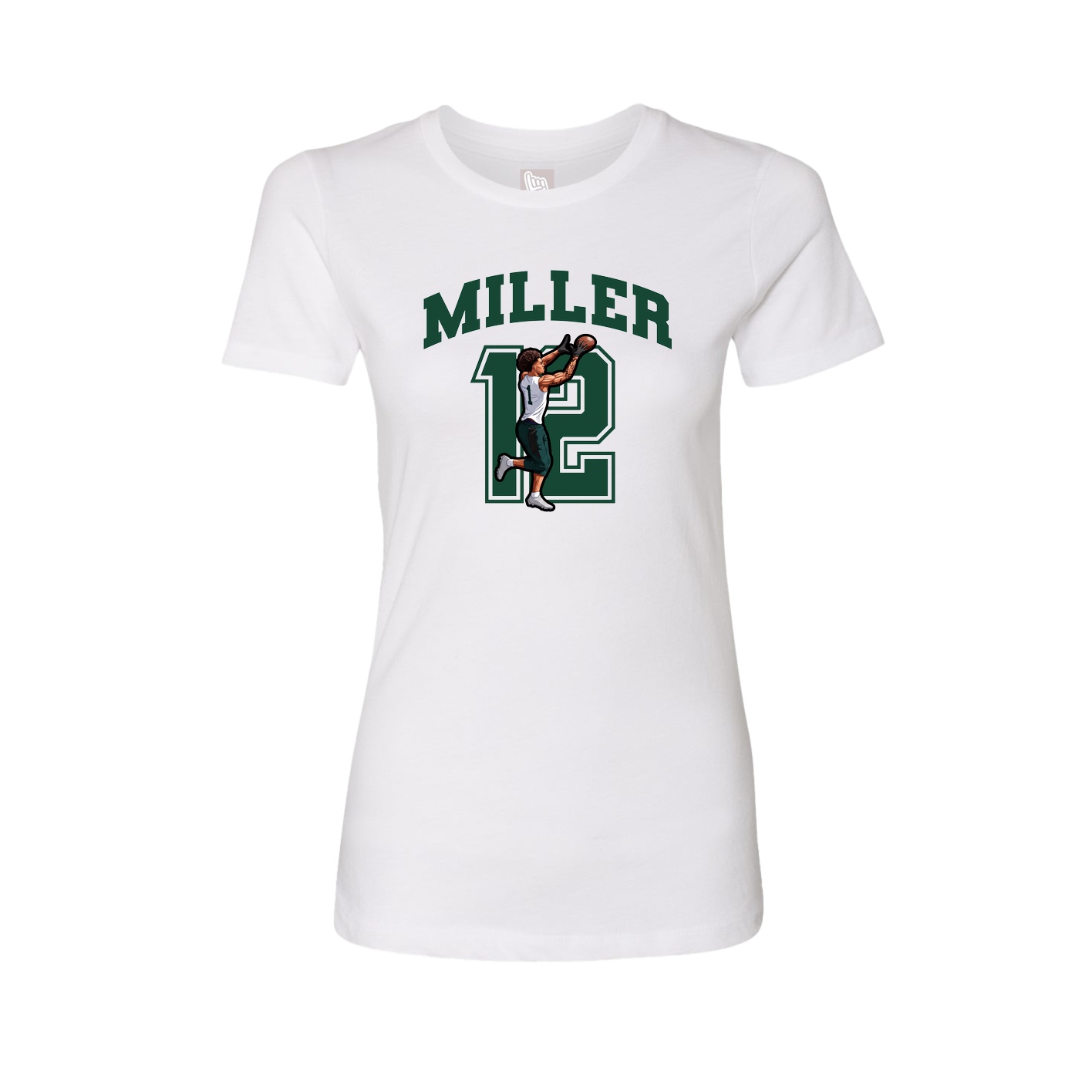 Fitted Women's Tee — Number in White