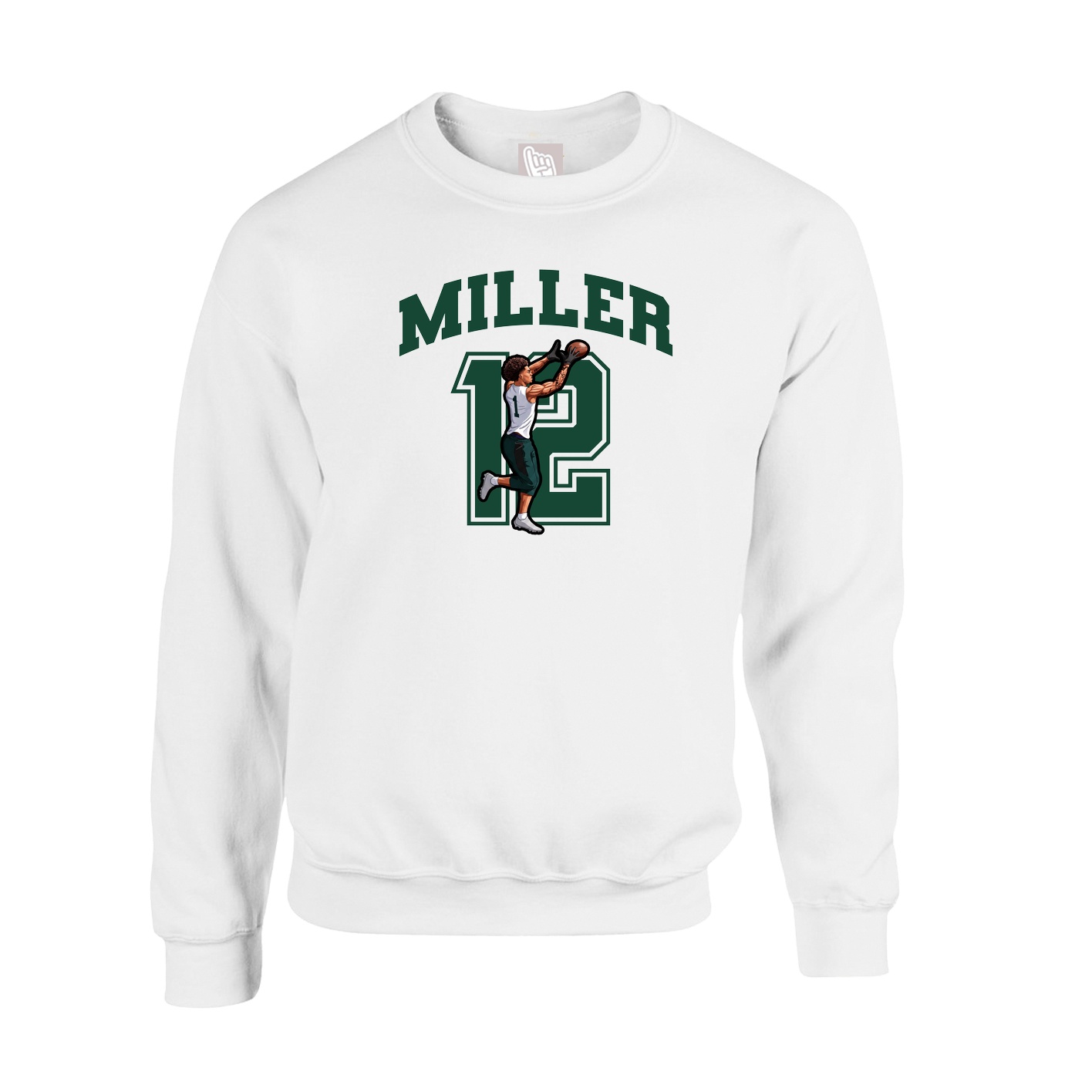 Fleece Crew — Number in White