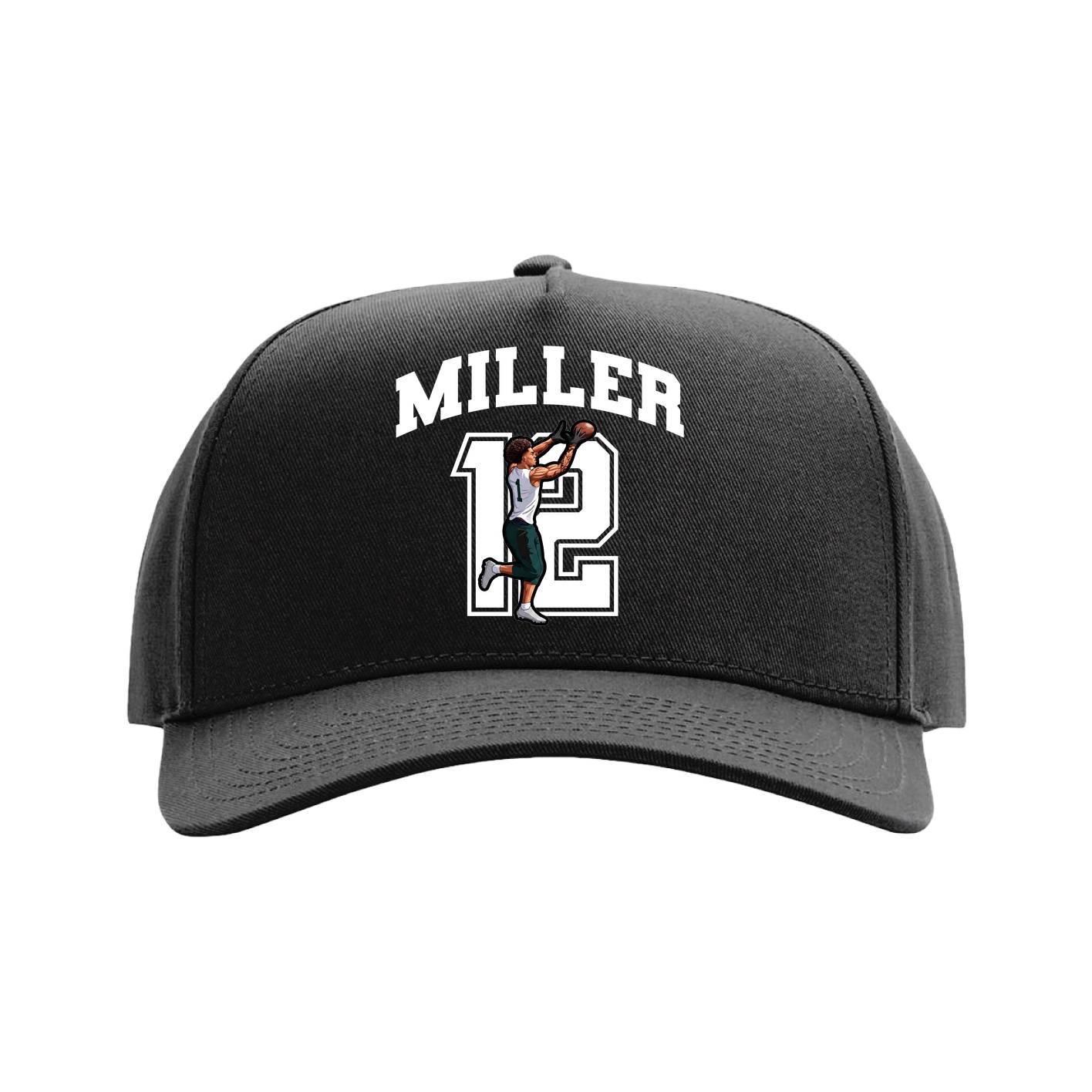 Full Fabric Five-Panel Champ Cap — Number in Black