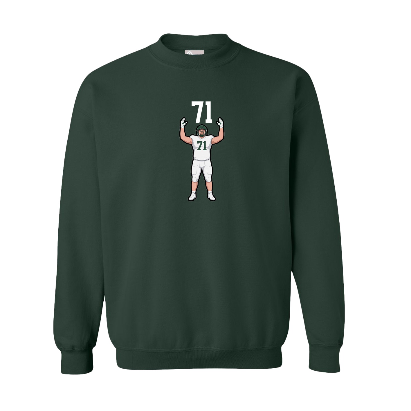 Fleece Crew — Number Top in Green