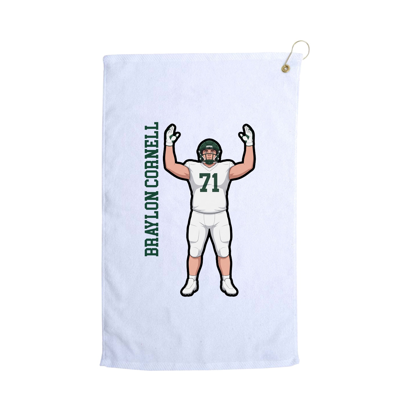 Golf Towel — Name Vertical in White